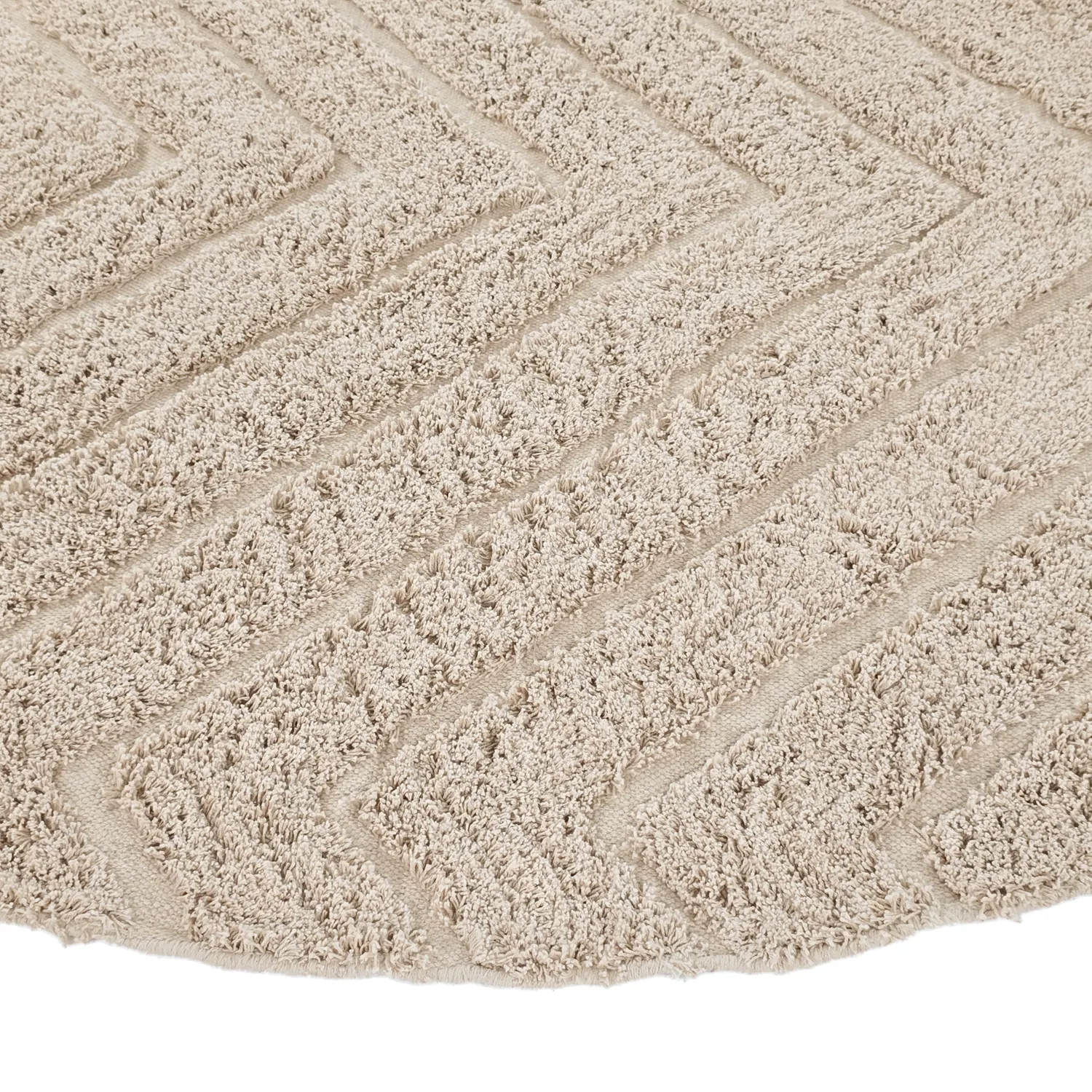 Rund matta - Conara Natural Cotton Shaggy (beige)