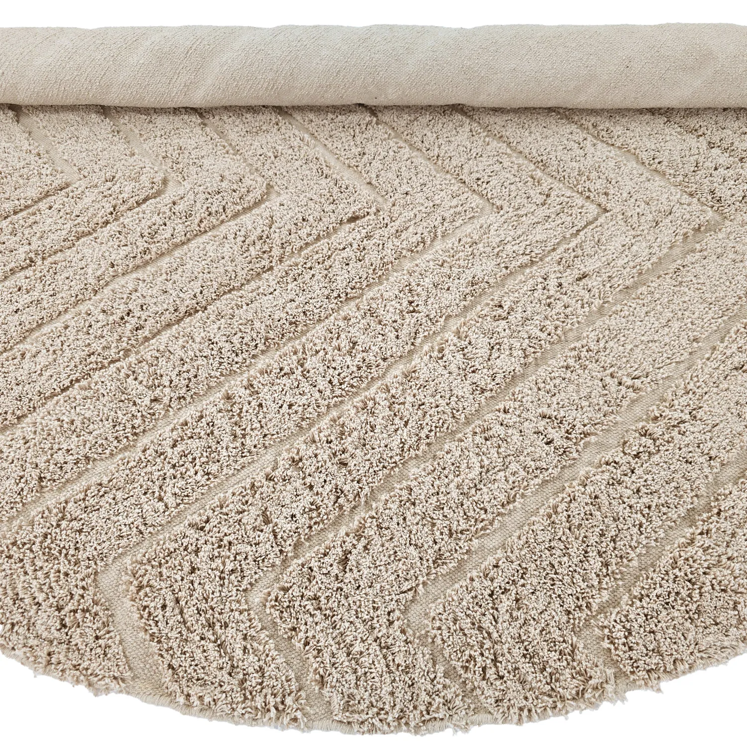 Rund matta - Conara Natural Cotton Shaggy (beige)