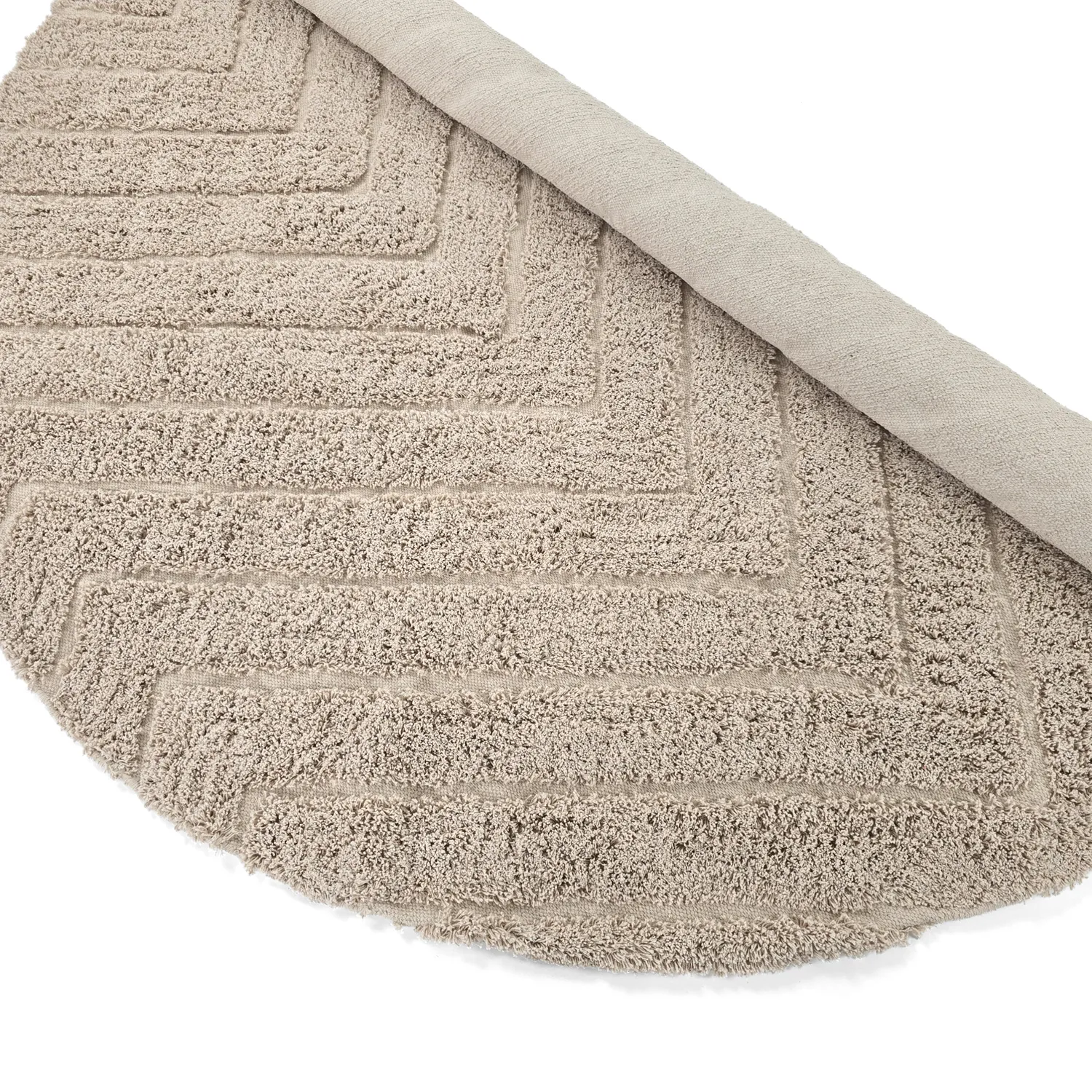 Rund matta - Conara Natural Cotton Shaggy (beige)