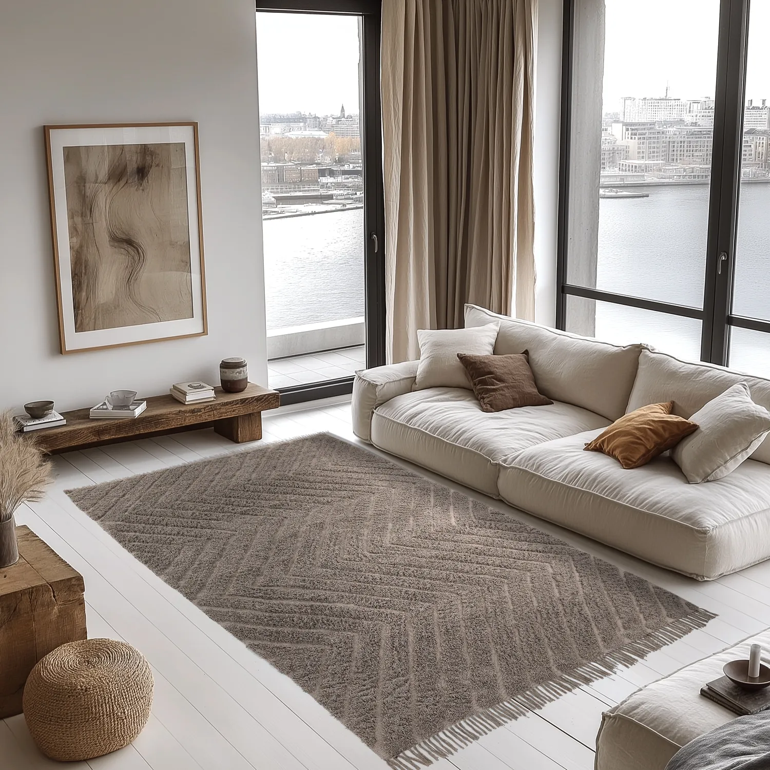 Ryamattor - Conara Natural Cotton Shaggy (taupe)