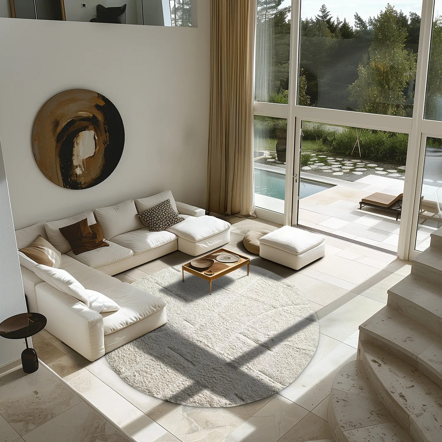 Rund matta - Cremona Natural Cotton Shaggy (offwhite)