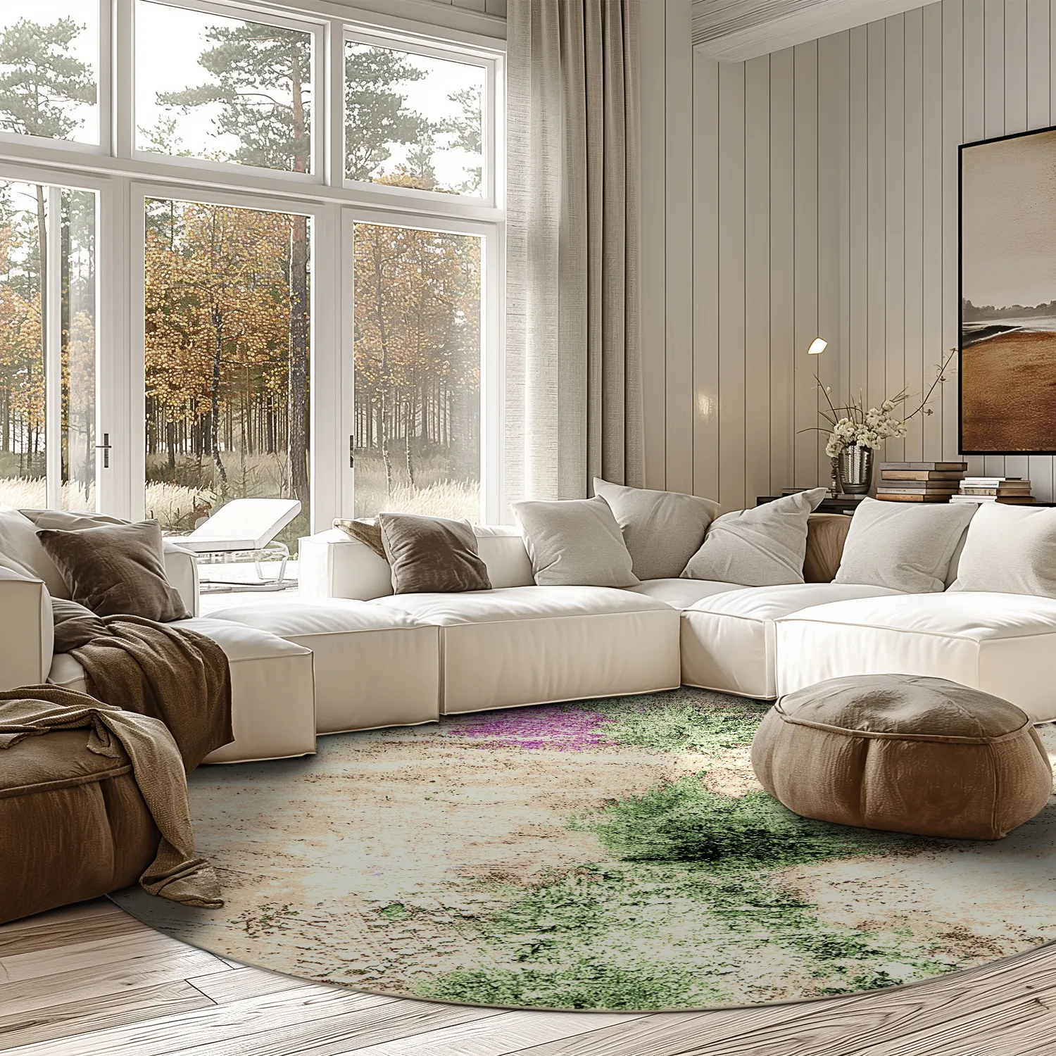 Rund matta - Dimos (beige/multi)