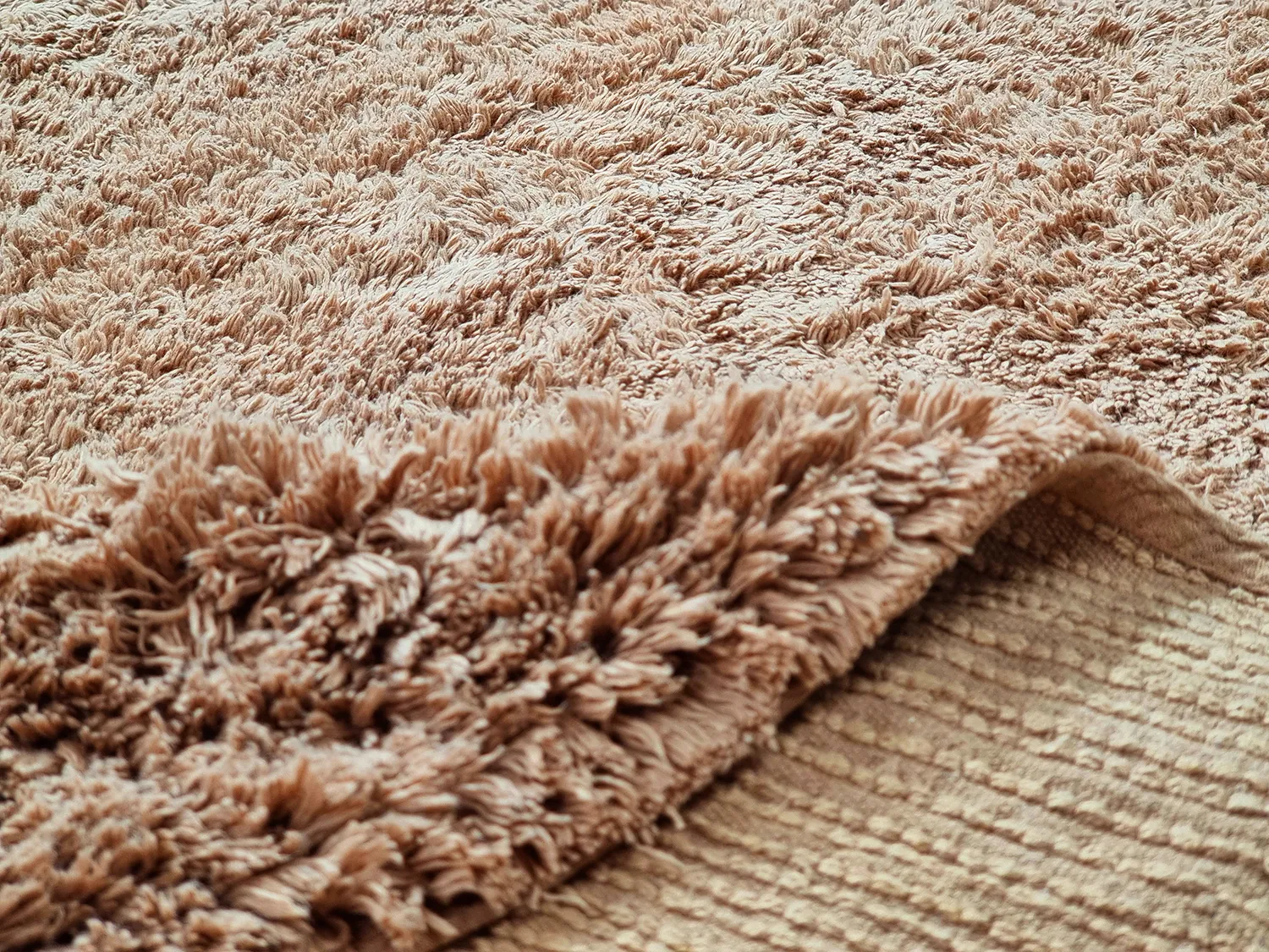 Rund matta - Ebba Natural Cotton Shaggy (brun)