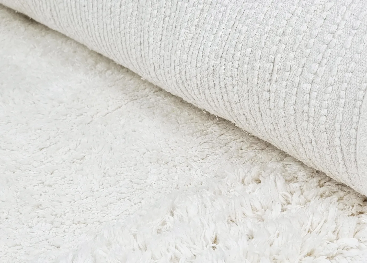 Rund matta - Ebba Natural Cotton Shaggy (offwhite)