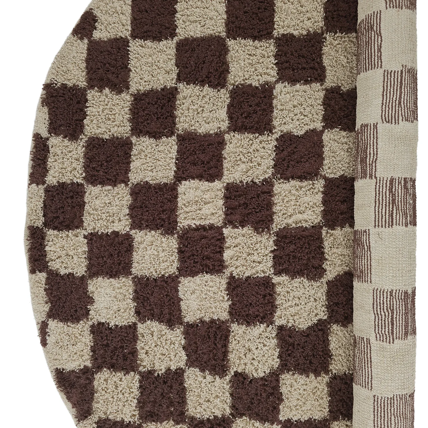 Rund matta - Elsey Natural Cotton Shaggy (beige/brun)
