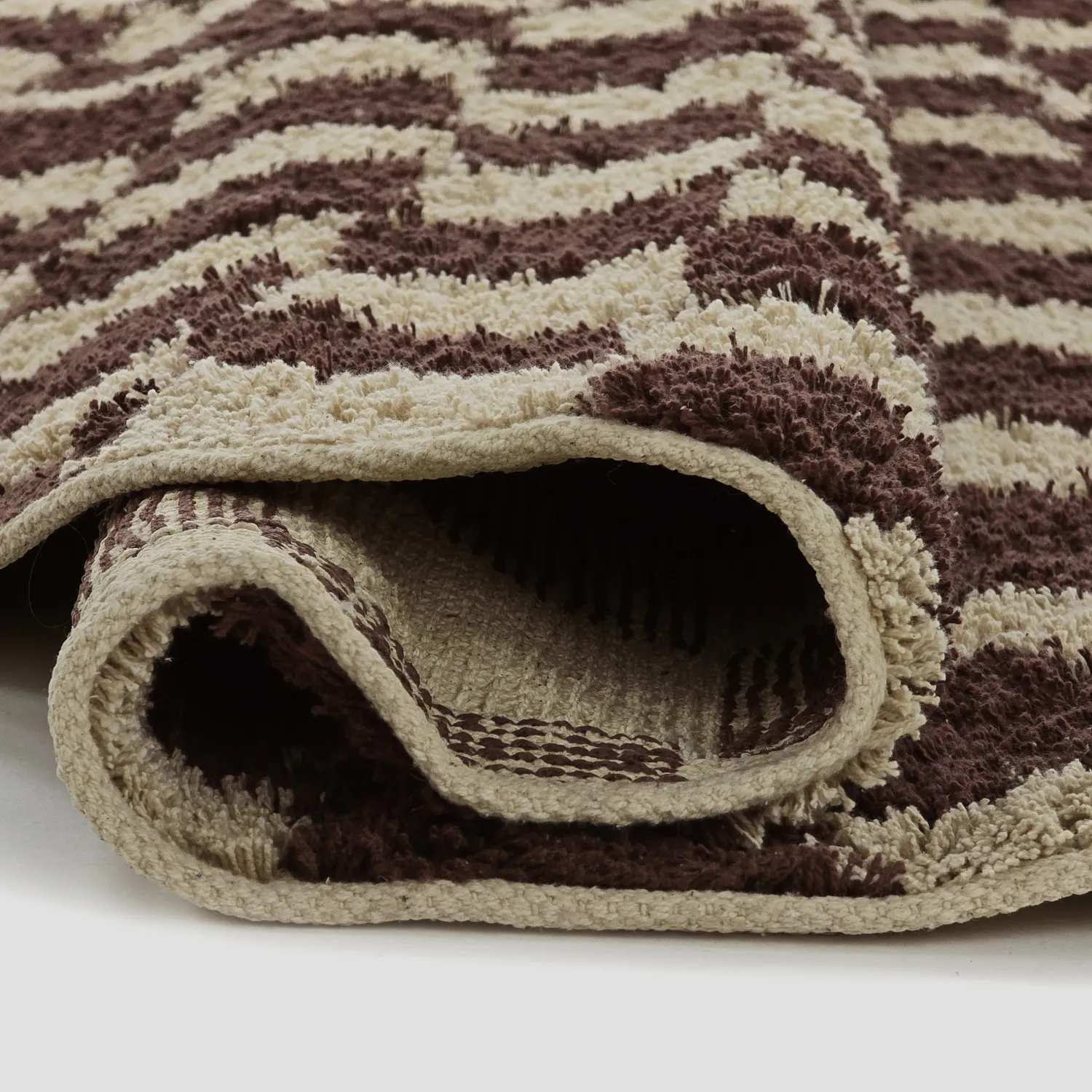 Rund matta - Elsey Natural Cotton Shaggy (beige/brun)