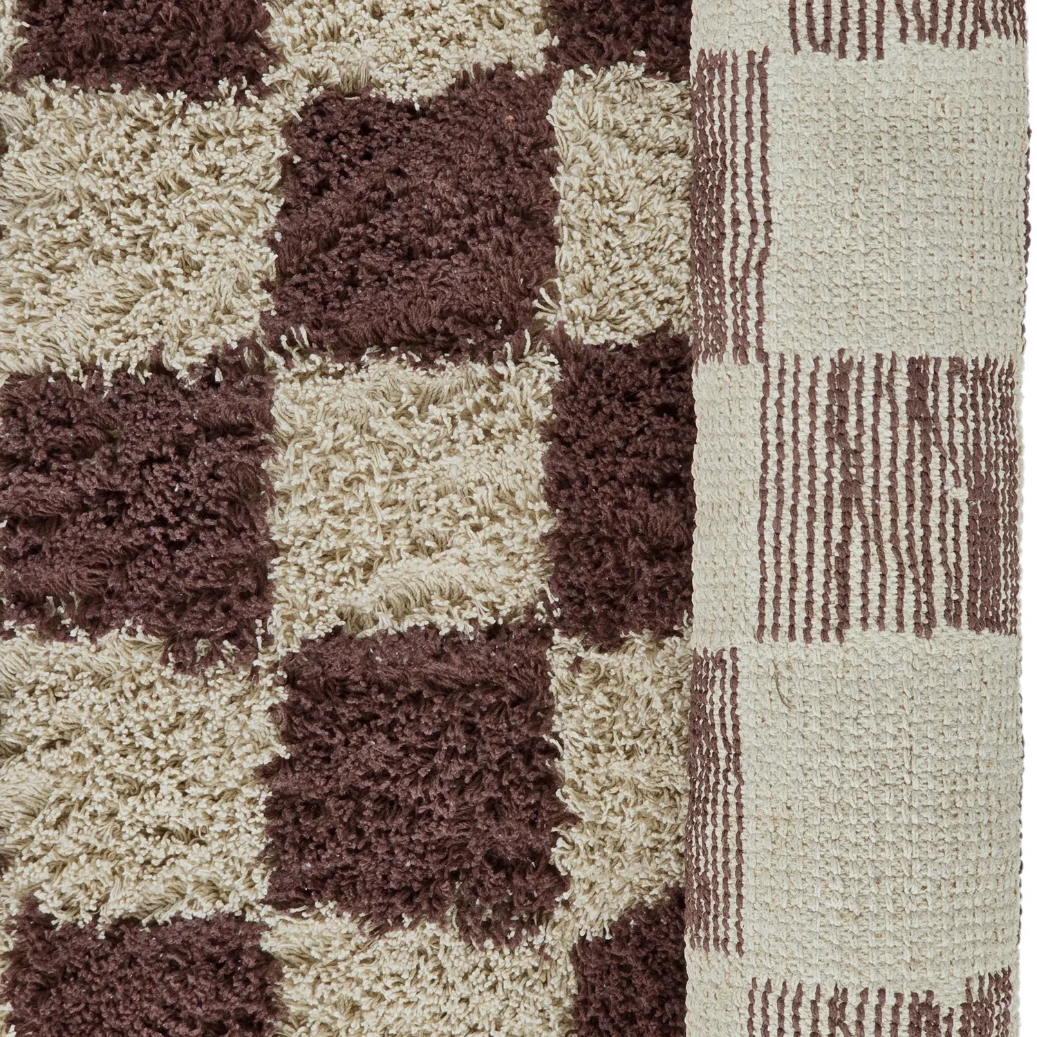 Rund matta - Elsey Natural Cotton Shaggy (beige/brun)