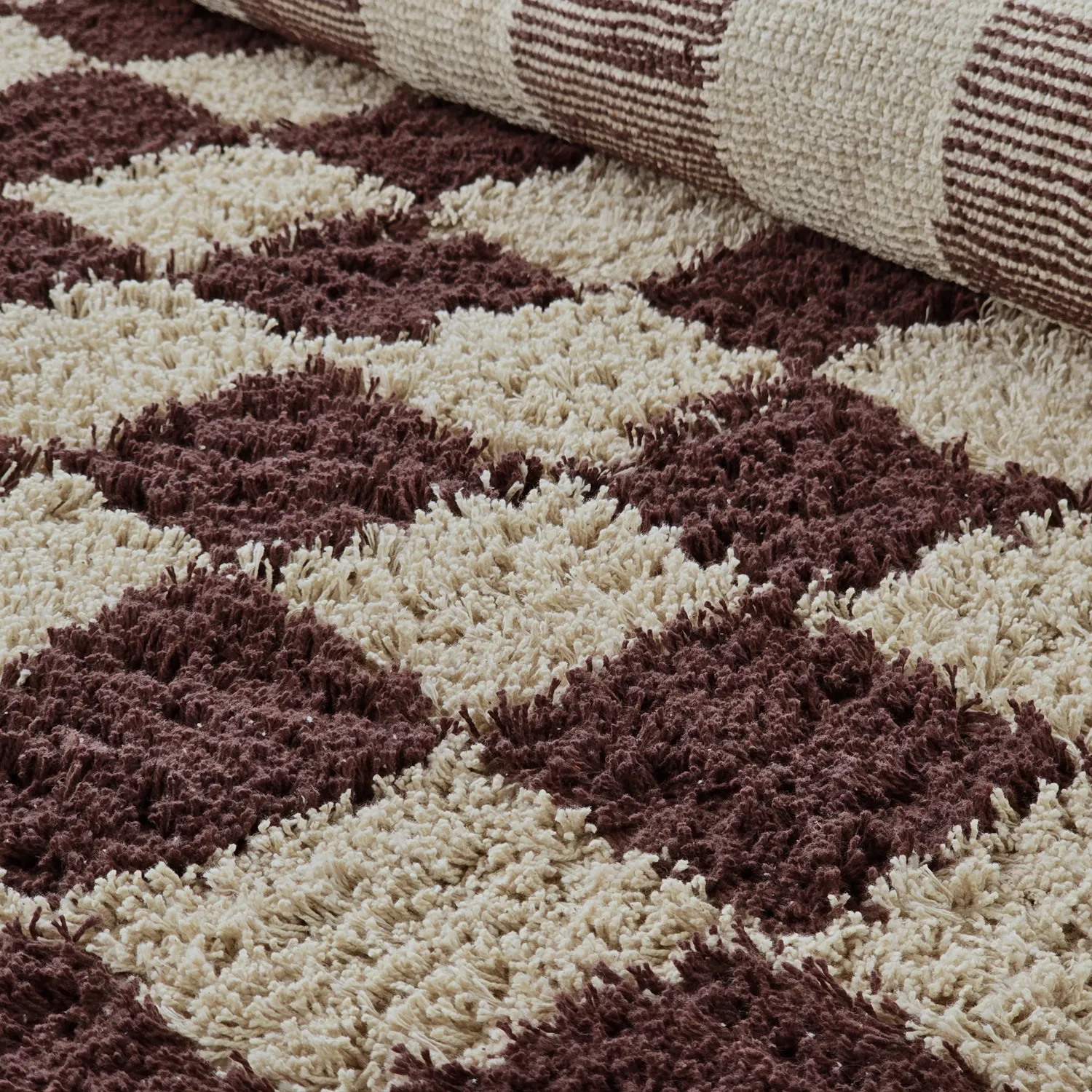 Rund matta - Elsey Natural Cotton Shaggy (beige/brun)