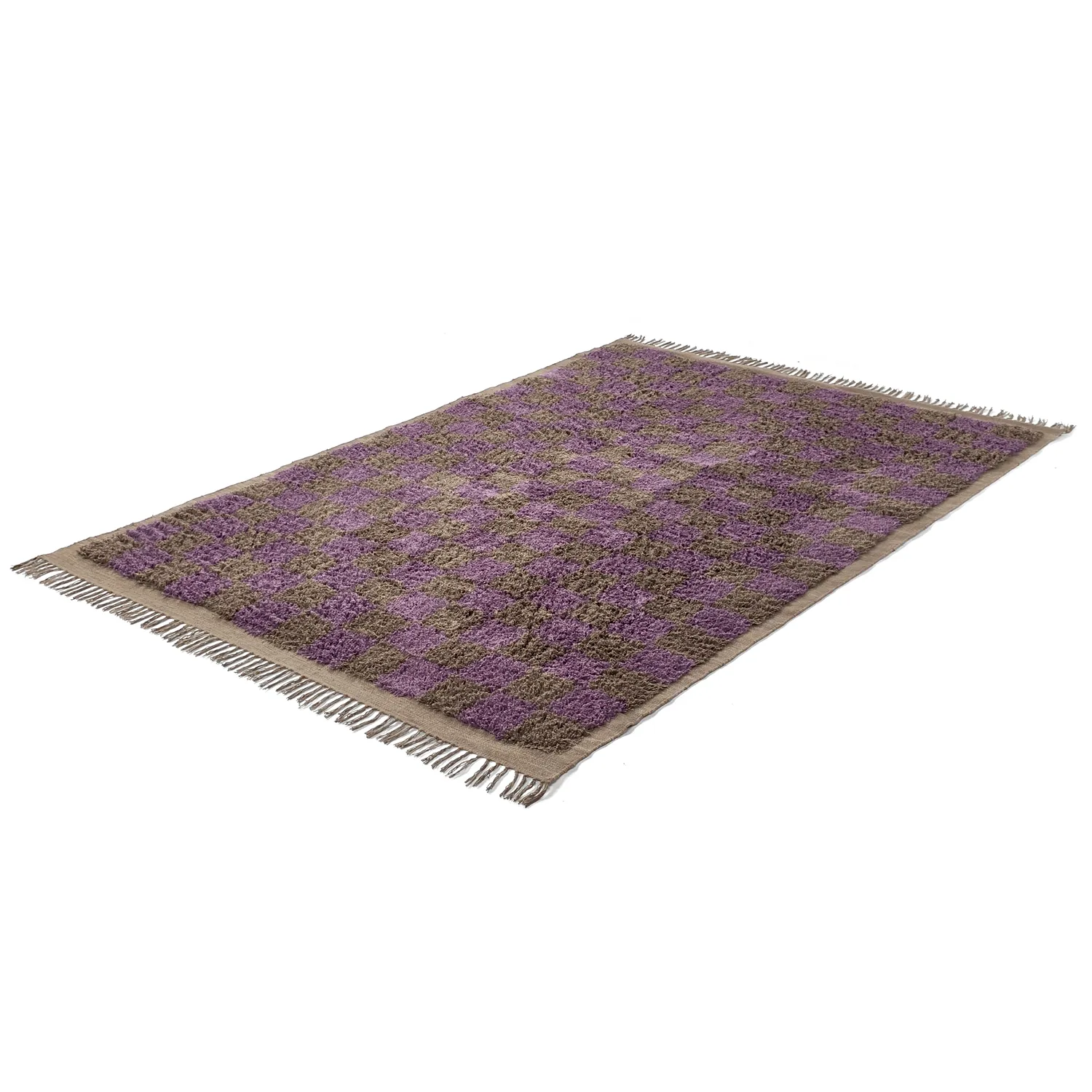 Ryamattor - Elsey Natural Cotton Shaggy (brun/lila)