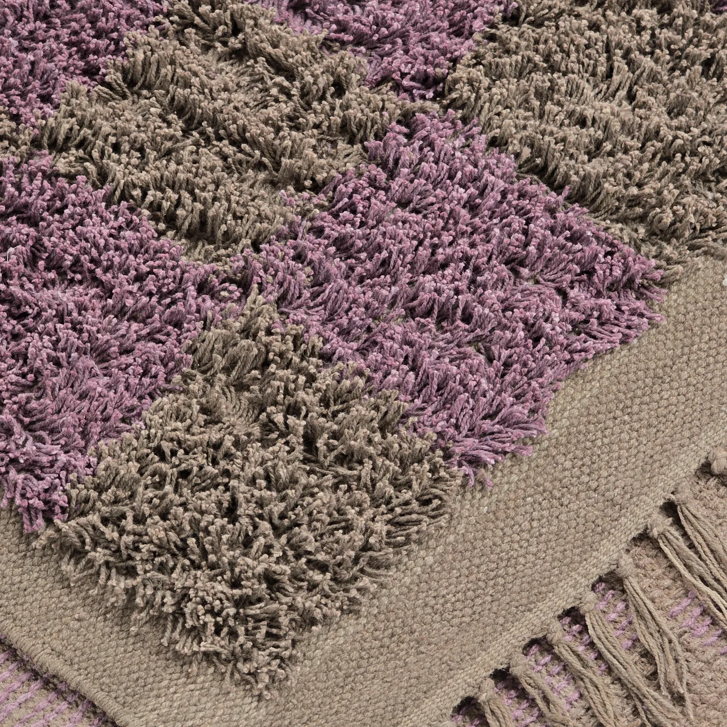 Ryamattor - Elsey Natural Cotton Shaggy (brun/lila)