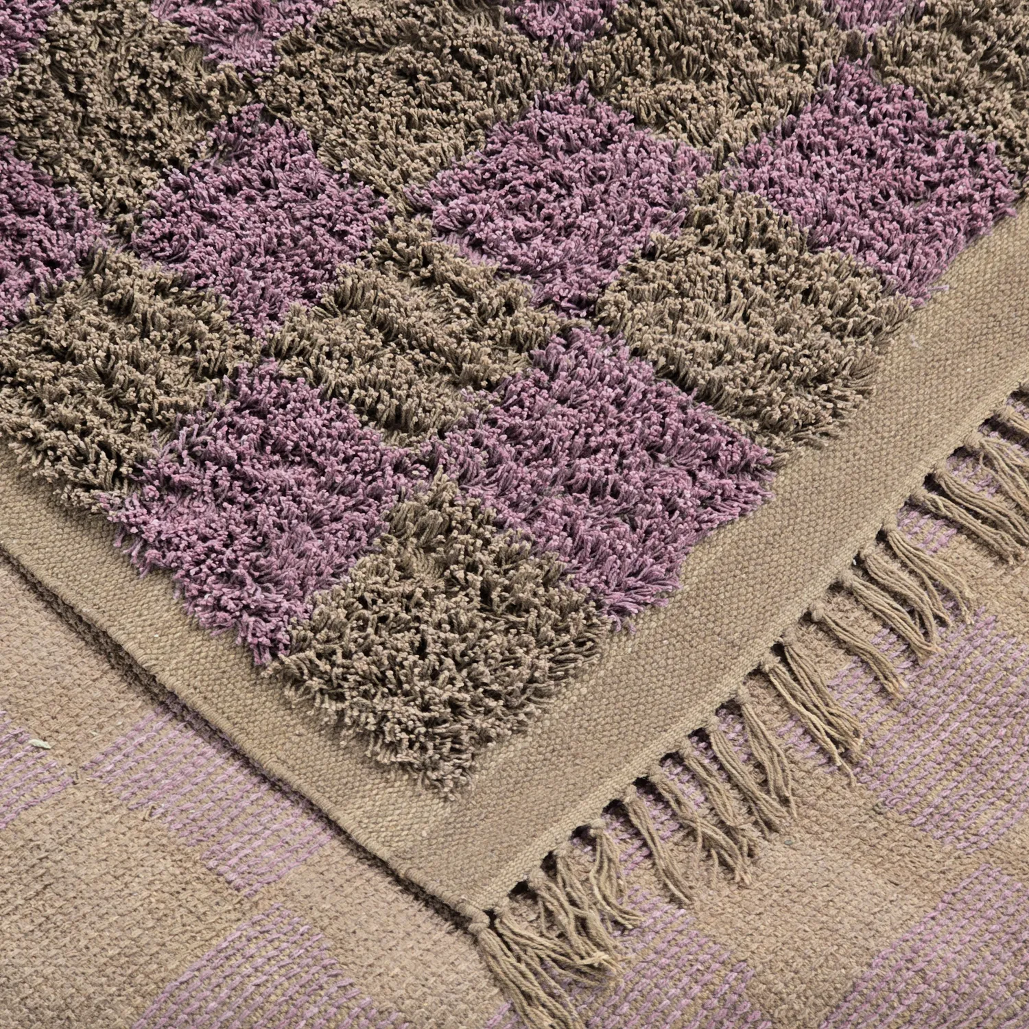 Ryamattor - Elsey Natural Cotton Shaggy (brun/lila)