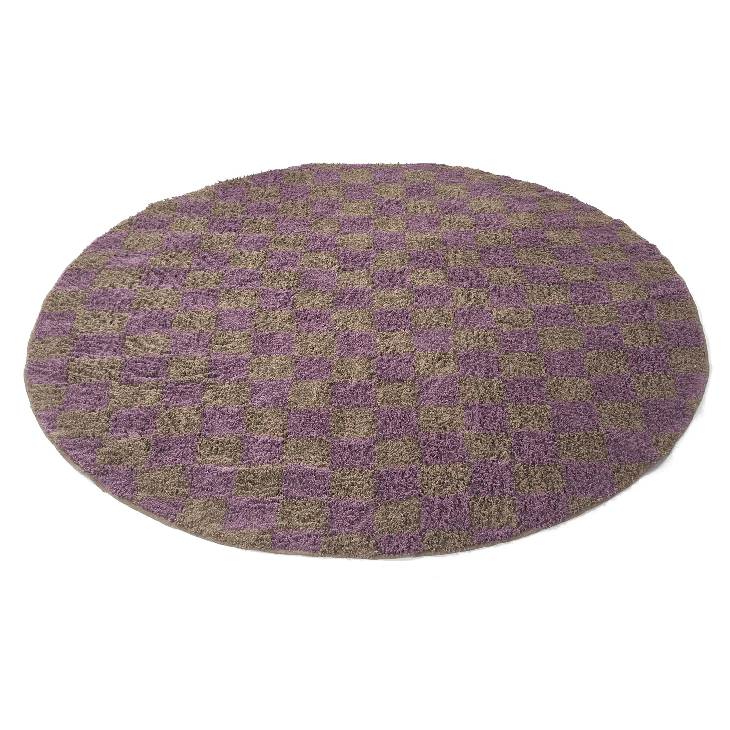 Rund matta - Elsey Natural Cotton Shaggy (brun/lila)