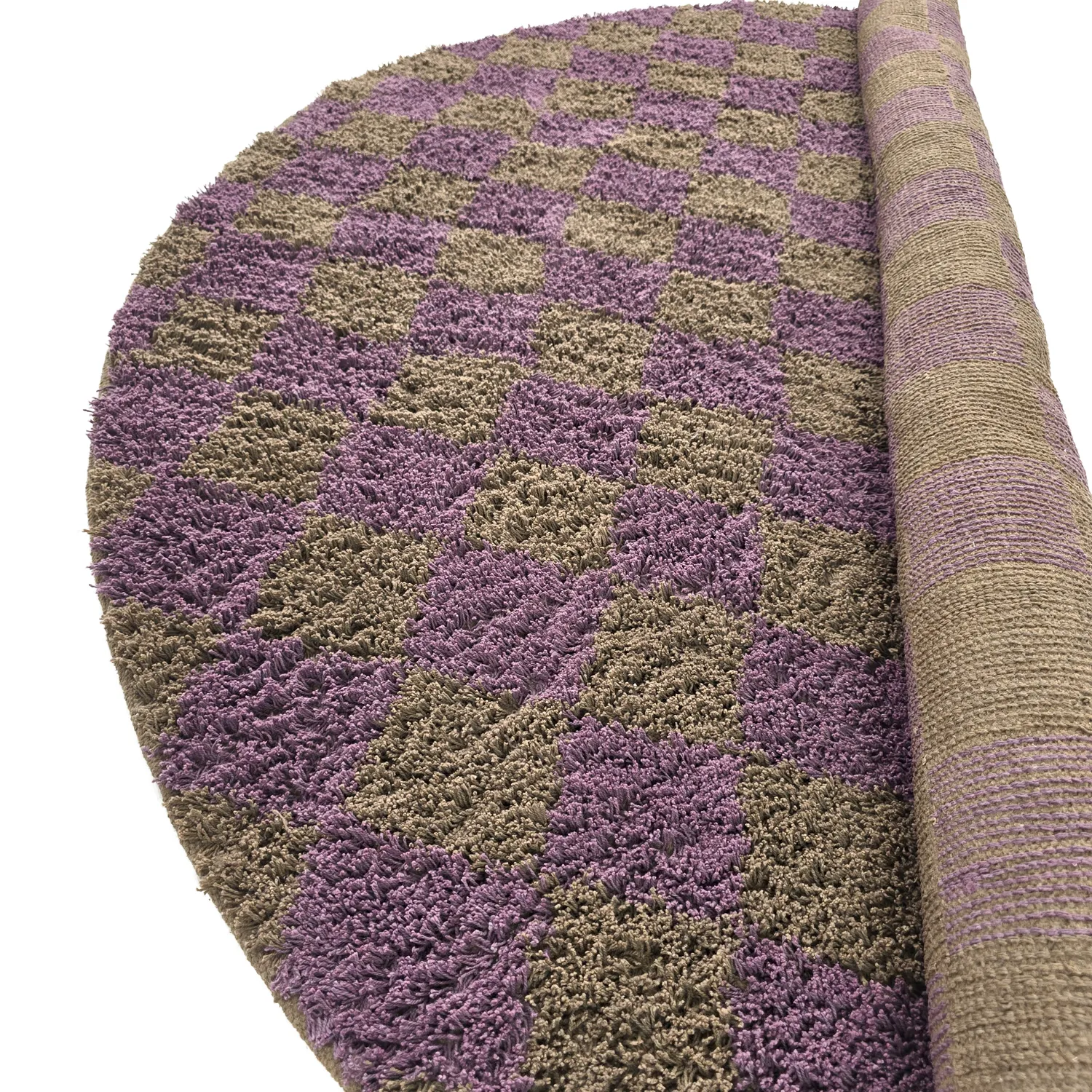 Rund matta - Elsey Natural Cotton Shaggy (brun/lila)