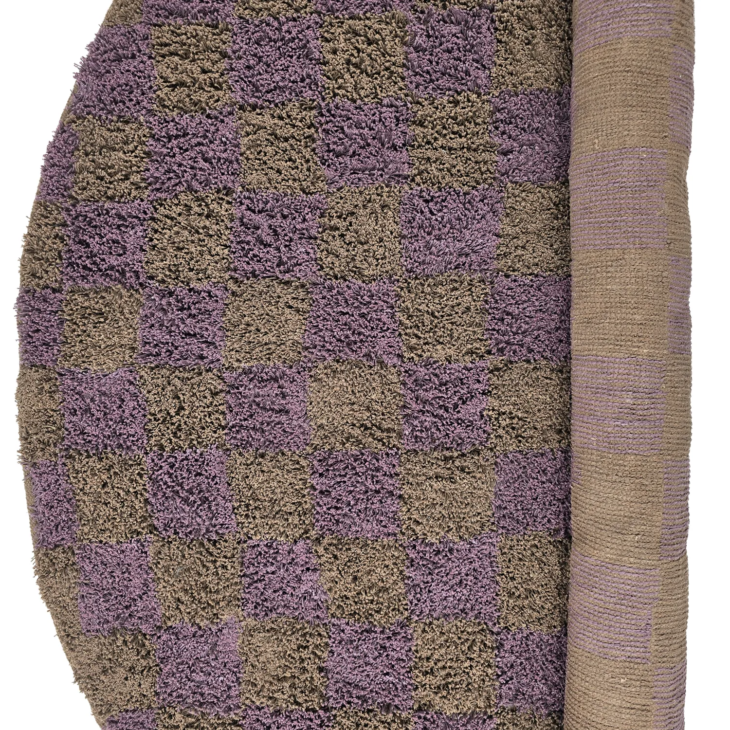 Rund matta - Elsey Natural Cotton Shaggy (brun/lila)