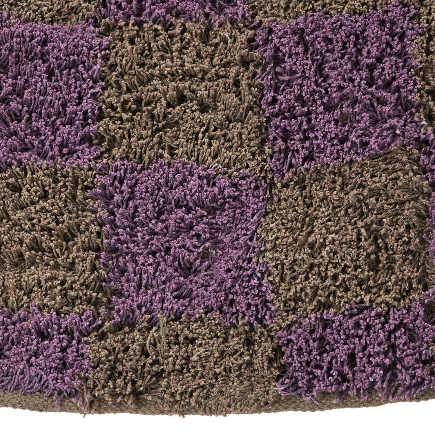 Rund matta - Elsey Natural Cotton Shaggy (brun/lila)