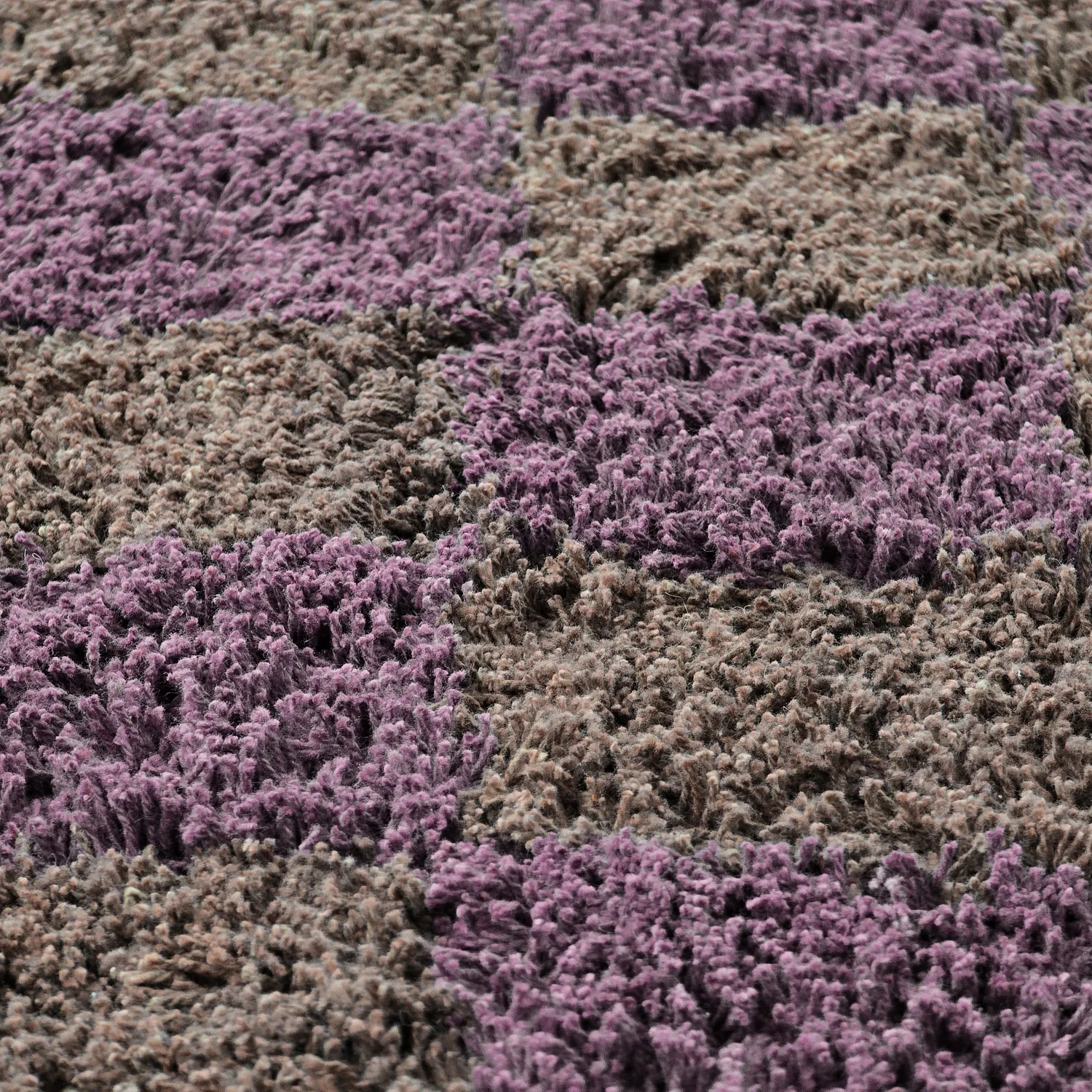 Rund matta - Elsey Natural Cotton Shaggy (brun/lila)