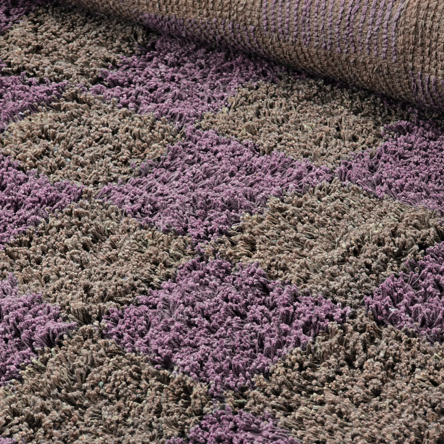 Rund matta - Elsey Natural Cotton Shaggy (brun/lila)