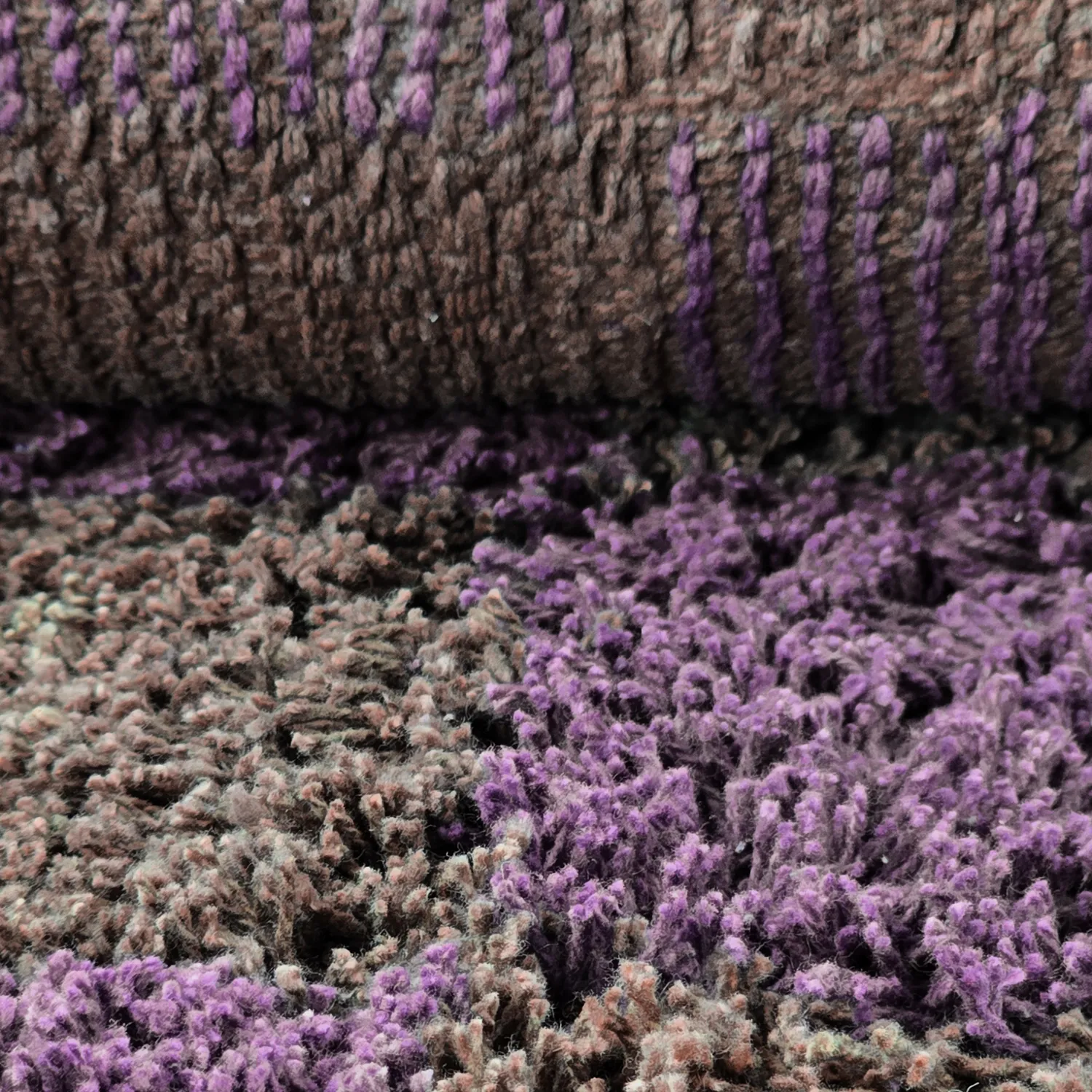 Rund matta - Elsey Natural Cotton Shaggy (brun/lila)