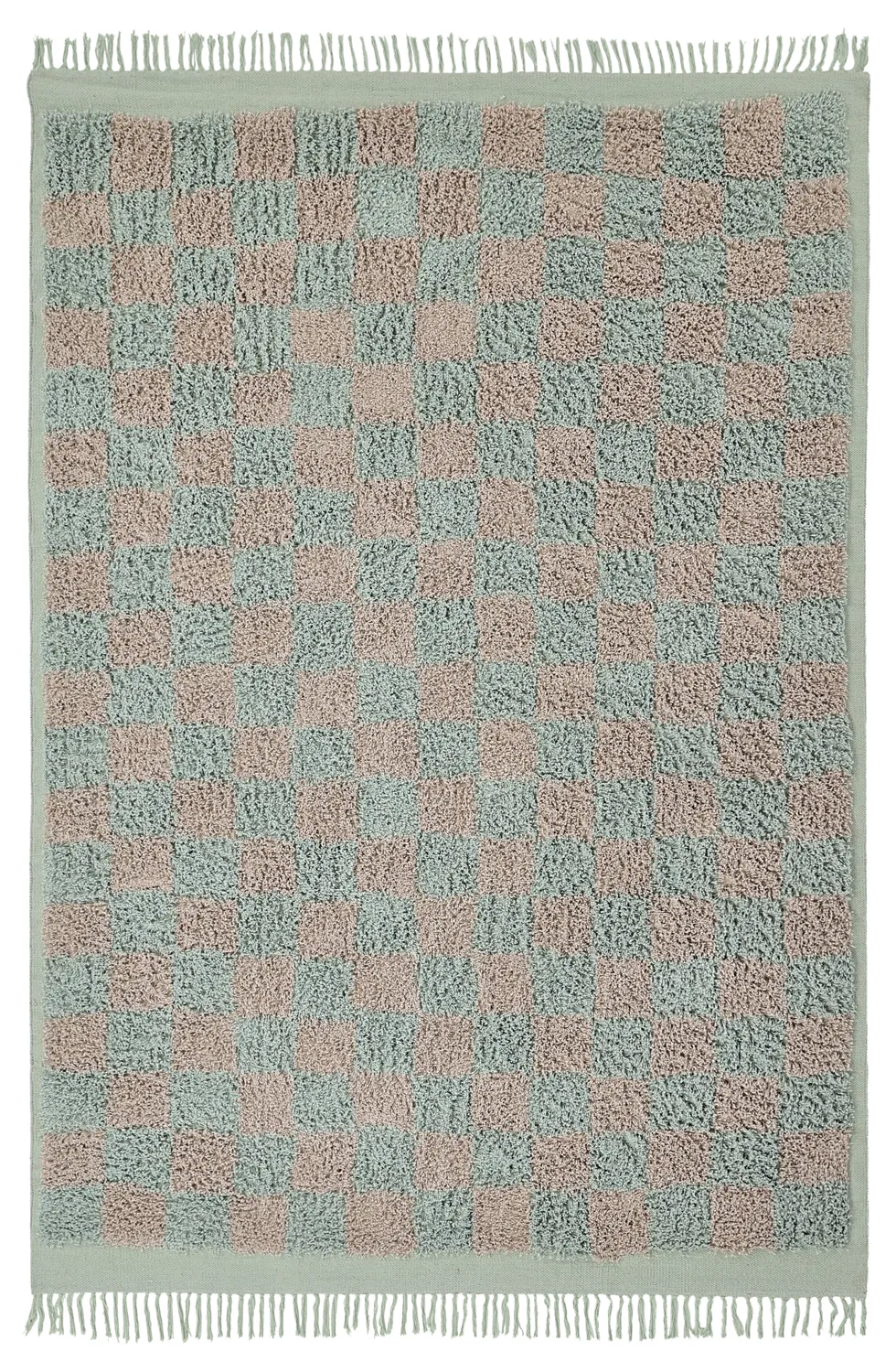 Ryamattor - Elsey Natural Cotton Shaggy (grå/rosa)