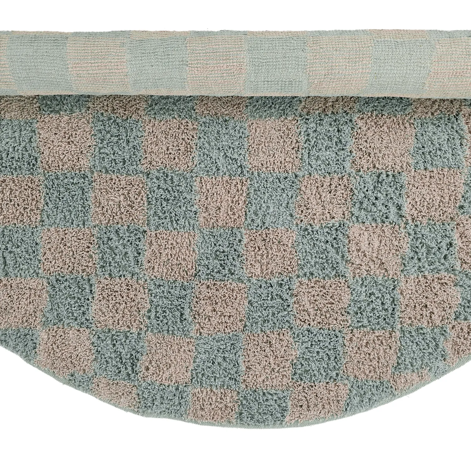 Rund matta - Elsey Natural Cotton Shaggy (grå/rosa)