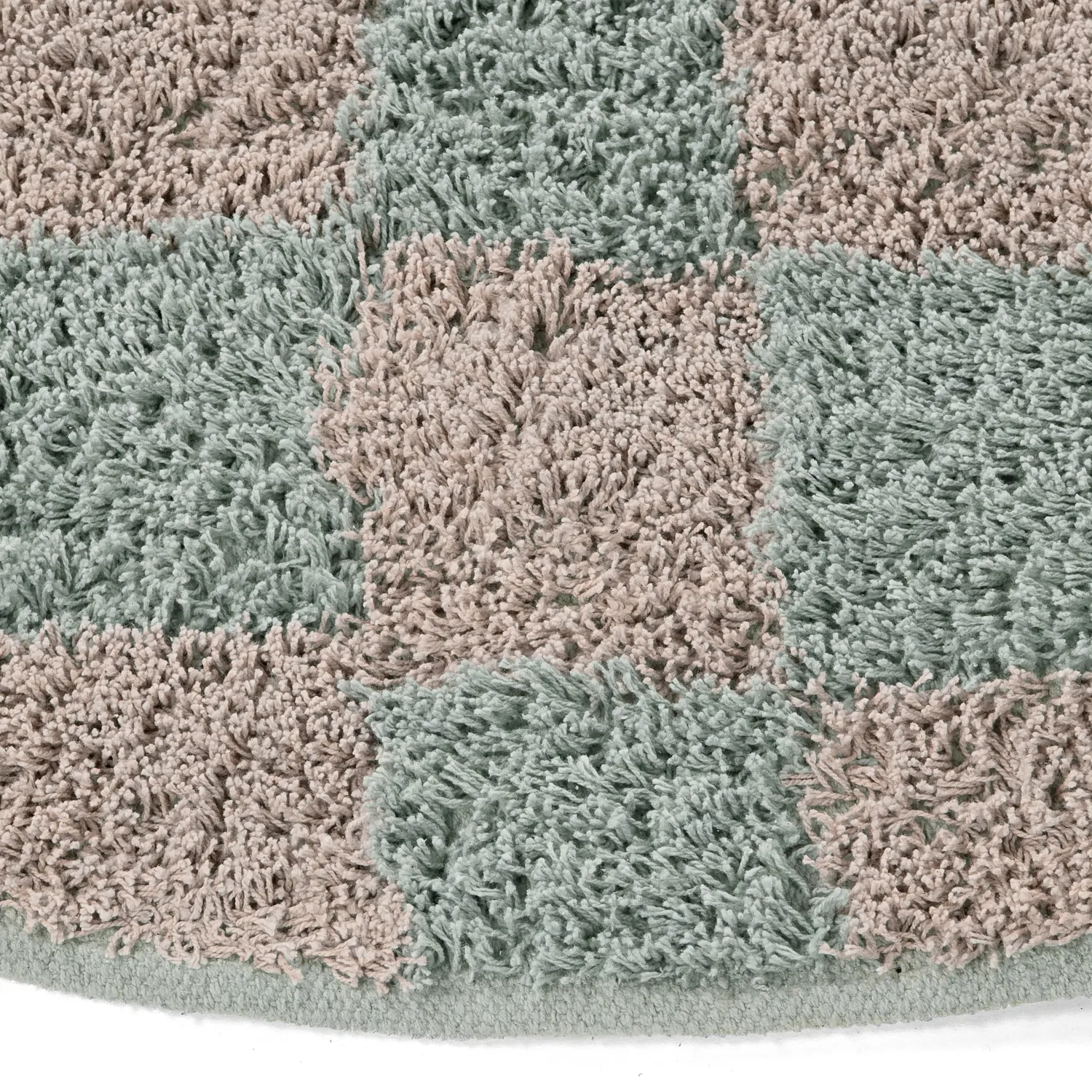 Rund matta - Elsey Natural Cotton Shaggy (grå/rosa)