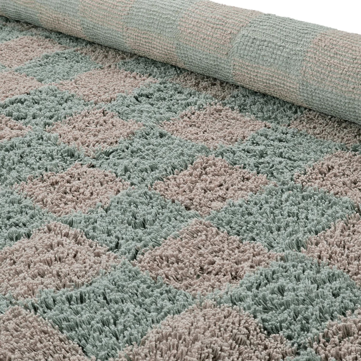 Rund matta - Elsey Natural Cotton Shaggy (grå/rosa)