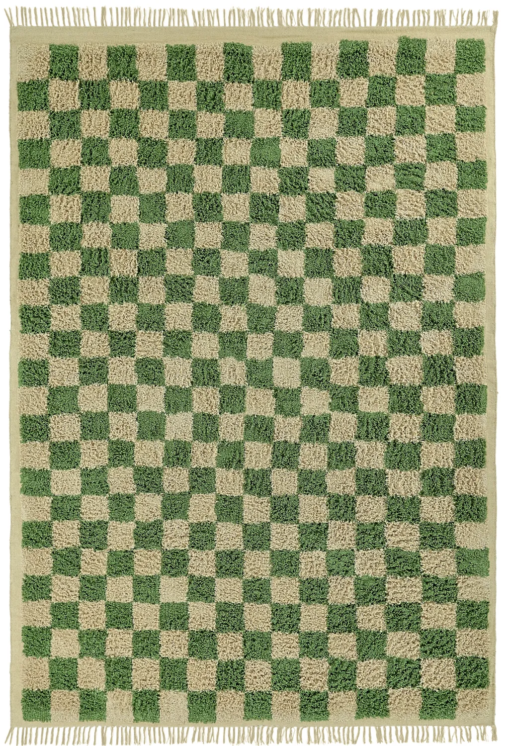Ryamattor - Elsey Natural Cotton Shaggy (grön/beige)