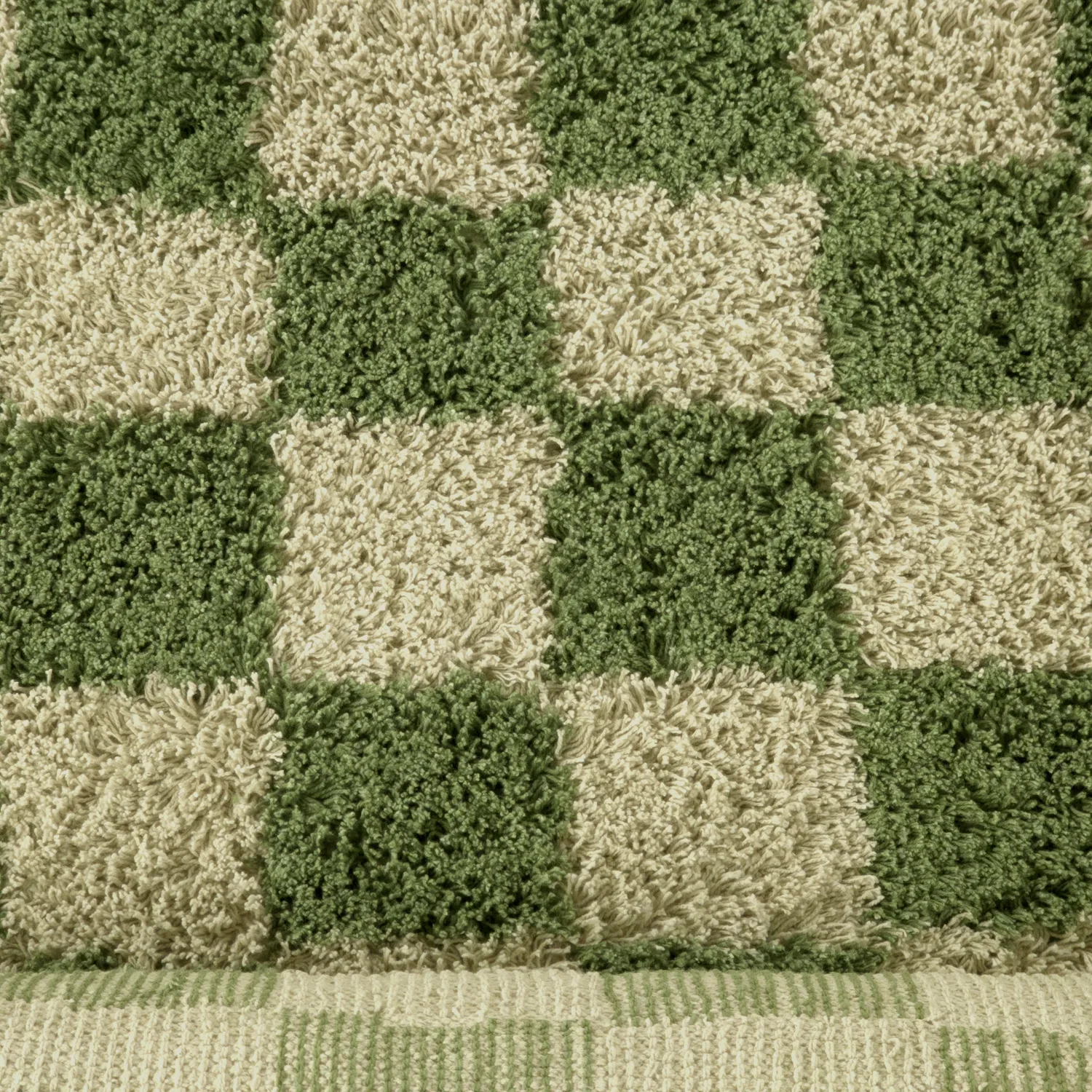 Ryamattor - Elsey Natural Cotton Shaggy (grön/beige)