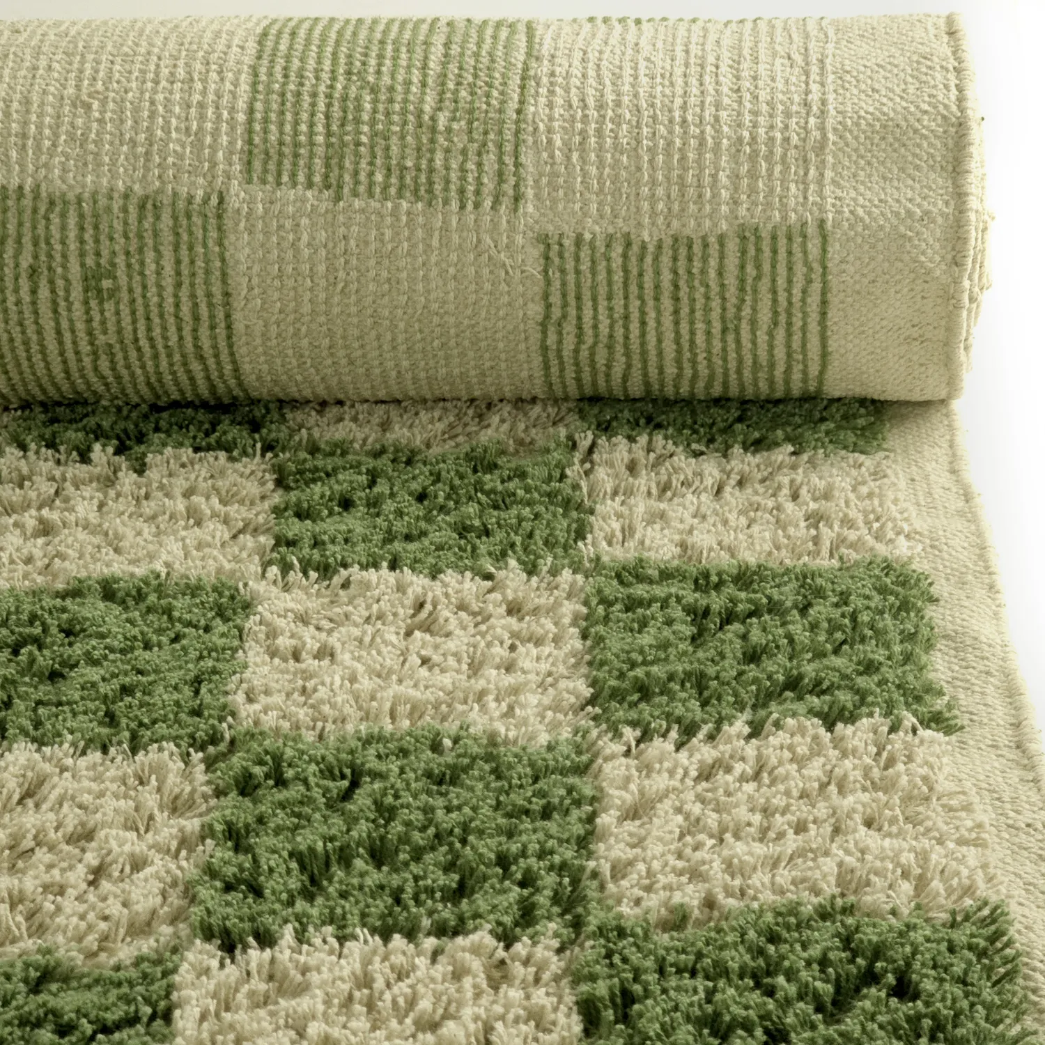 Ryamattor - Elsey Natural Cotton Shaggy (grön/beige)