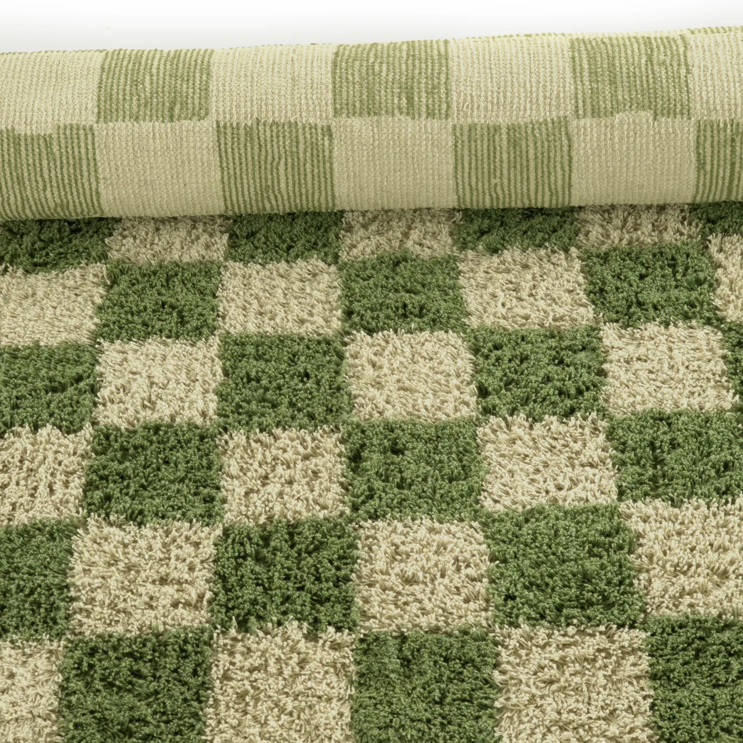 Ryamattor - Elsey Natural Cotton Shaggy (grön/beige)