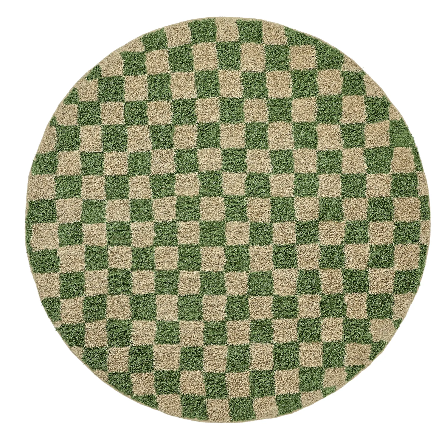 Rund matta - Elsey Natural Cotton Shaggy (grön/beige)