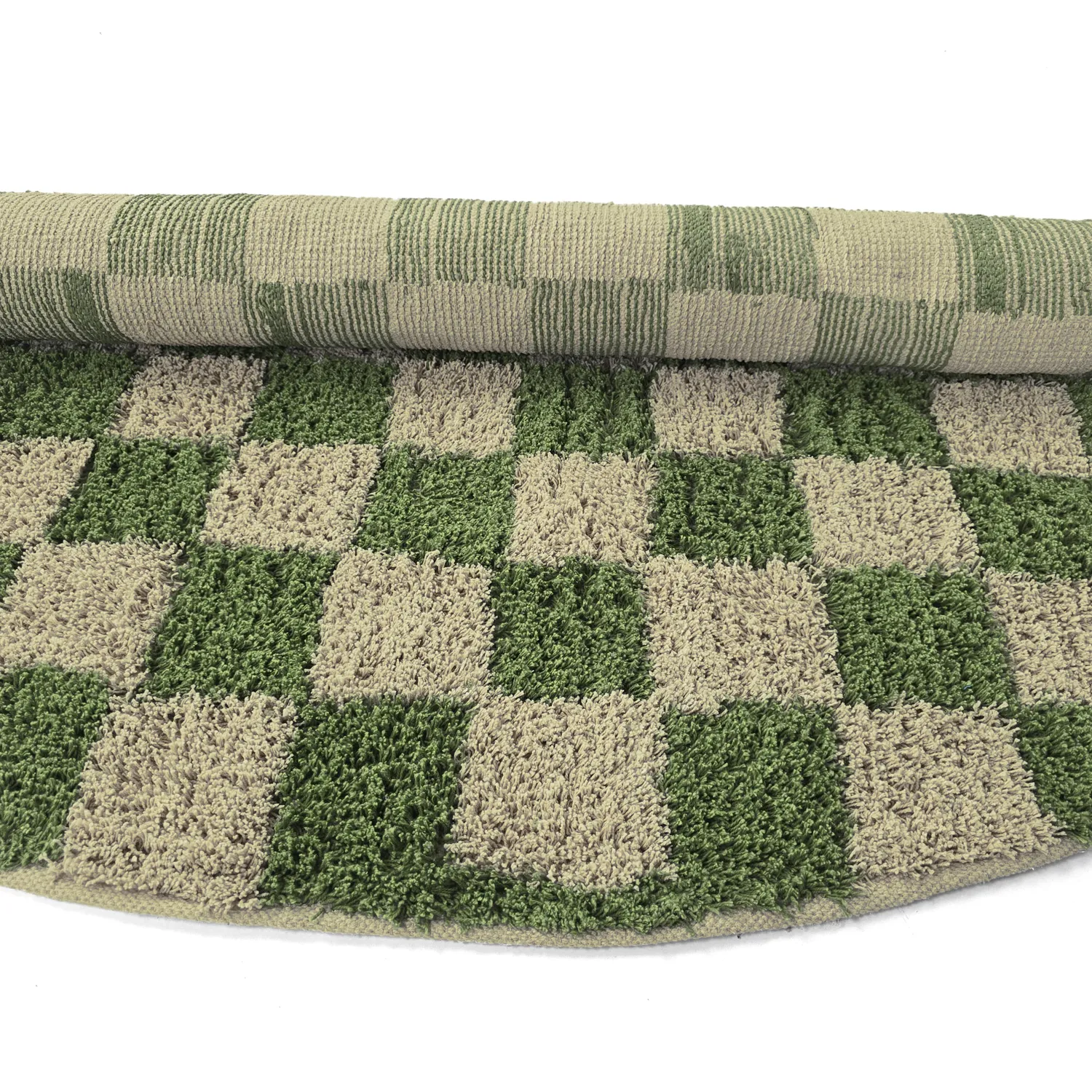 Rund matta - Elsey Natural Cotton Shaggy (grön/beige)