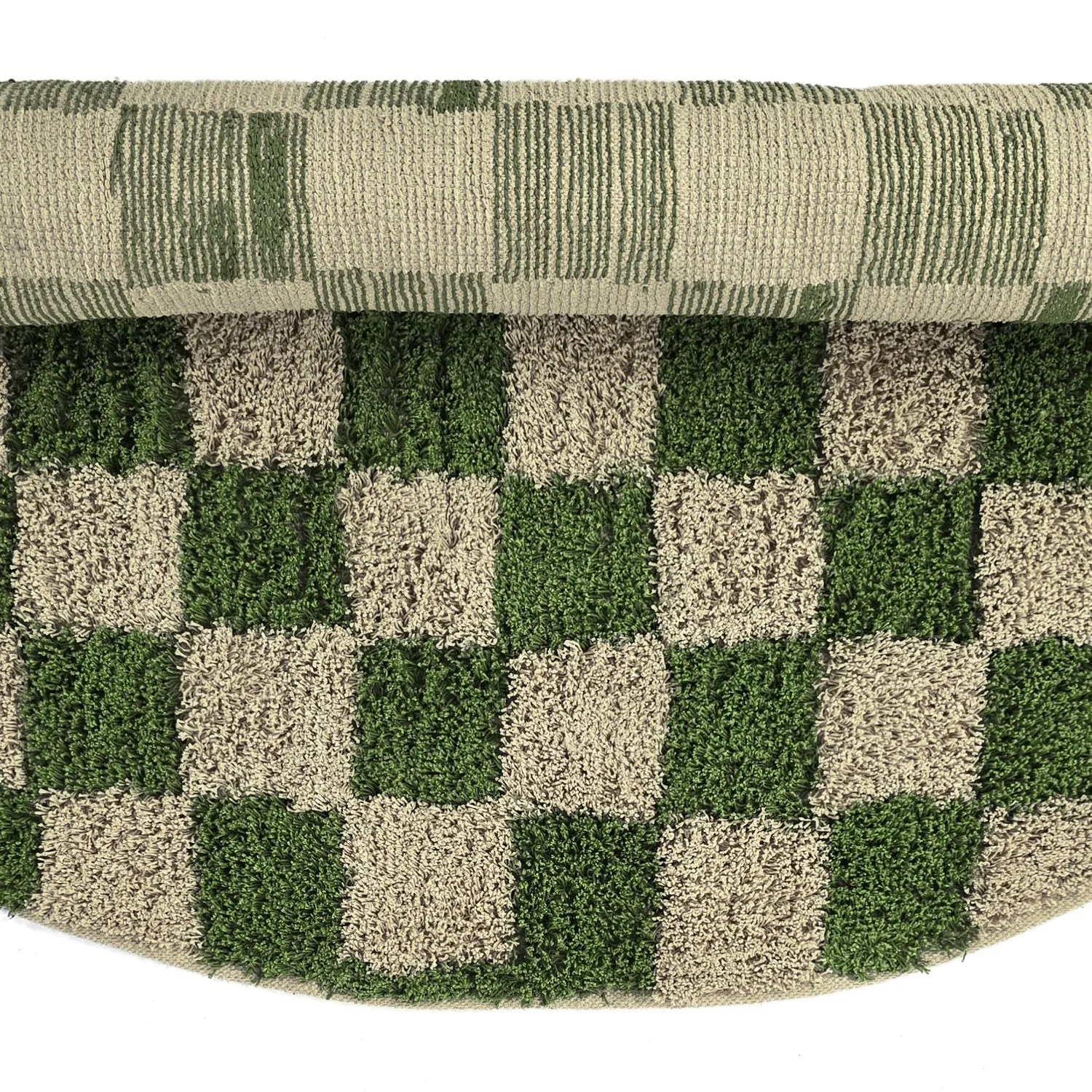 Rund matta - Elsey Natural Cotton Shaggy (grön/beige)