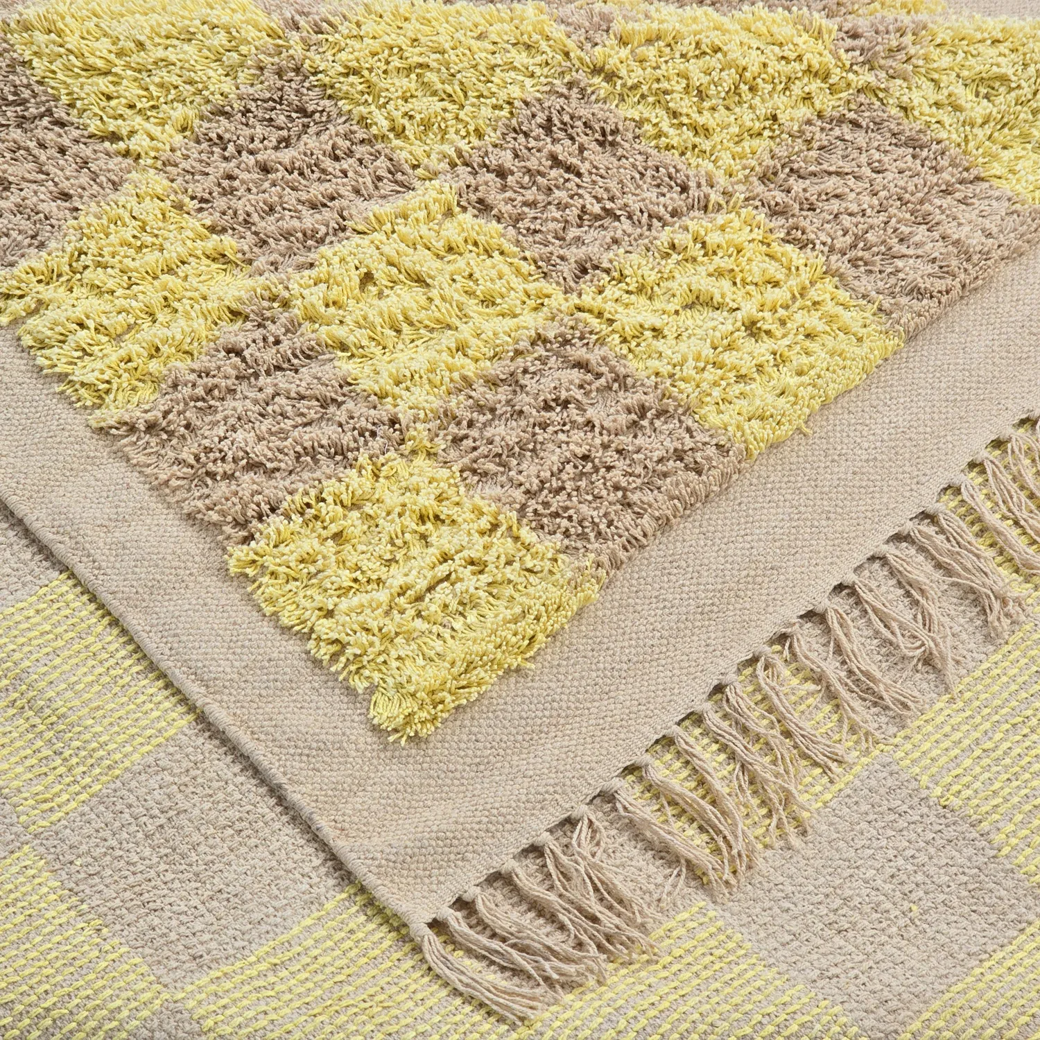 Ryamattor - Elsey Natural Cotton Shaggy (gul/beige)