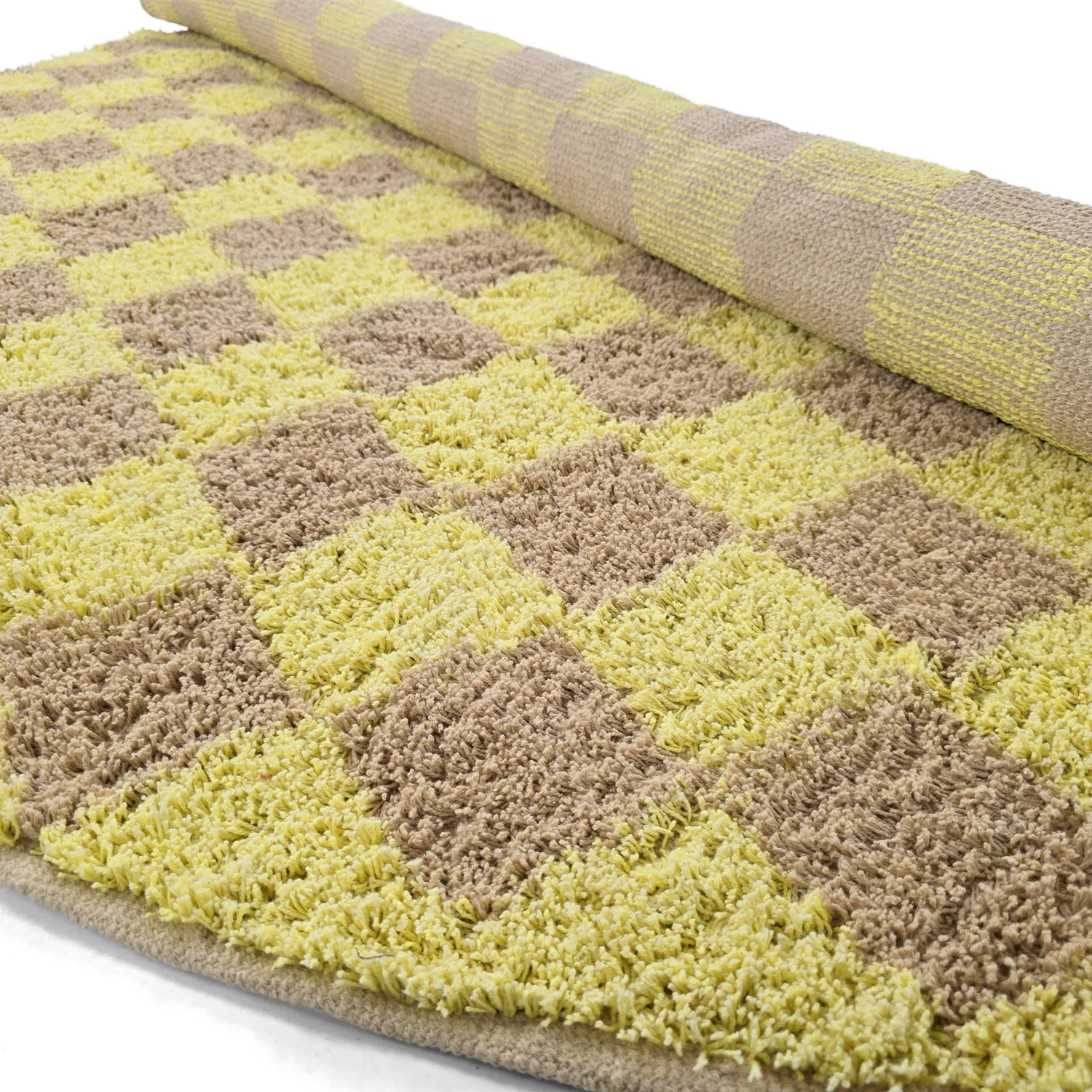 Rund matta - Elsey Natural Cotton Shaggy (gul/beige)