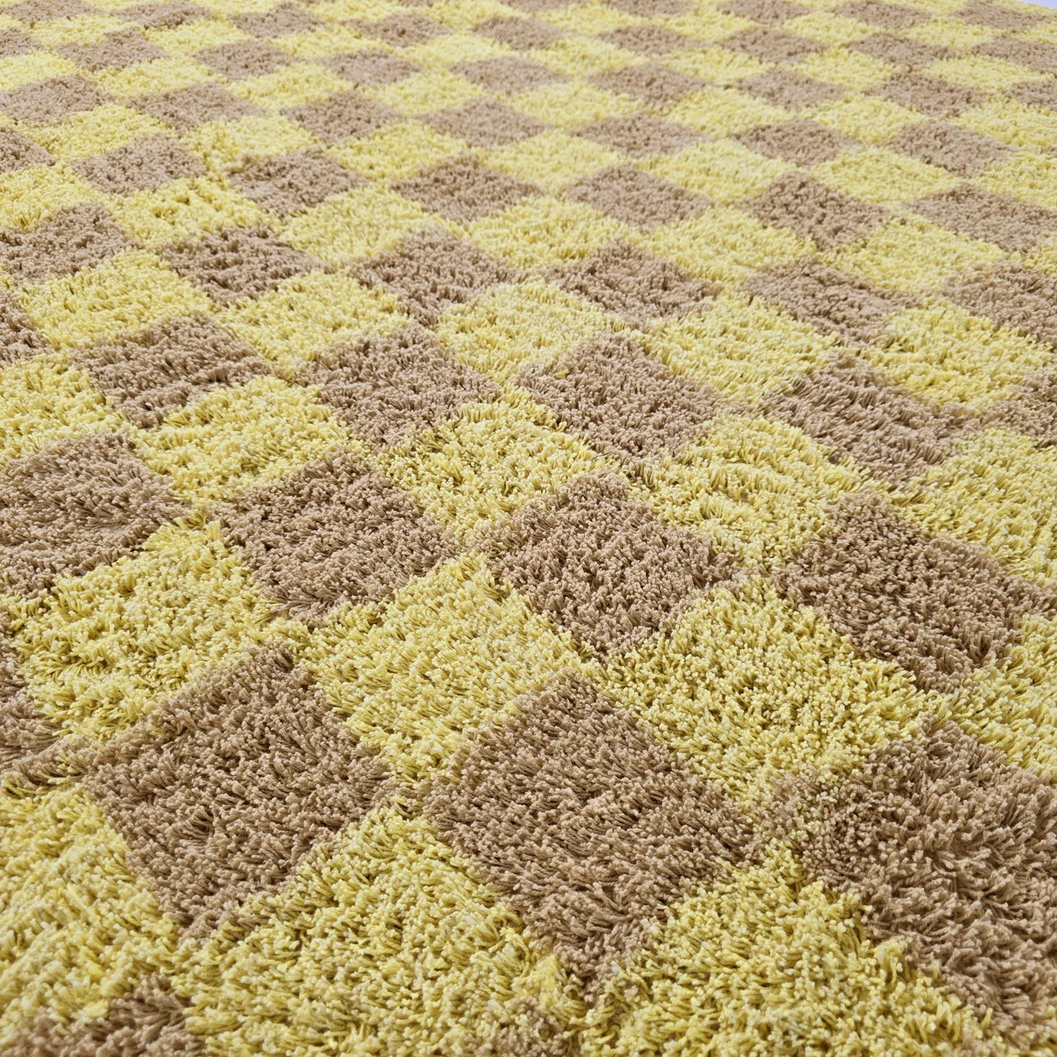 Rund matta - Elsey Natural Cotton Shaggy (gul/beige)