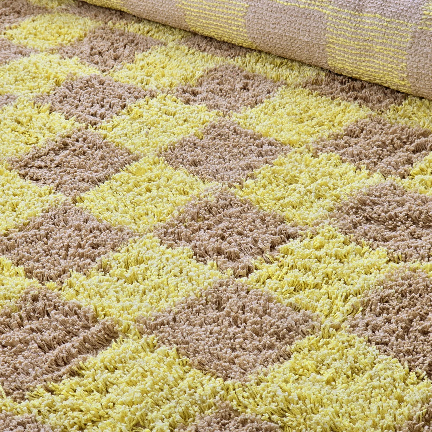 Rund matta - Elsey Natural Cotton Shaggy (gul/beige)