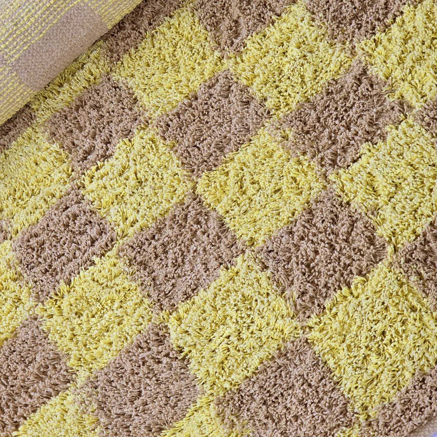 Rund matta - Elsey Natural Cotton Shaggy (gul/beige)