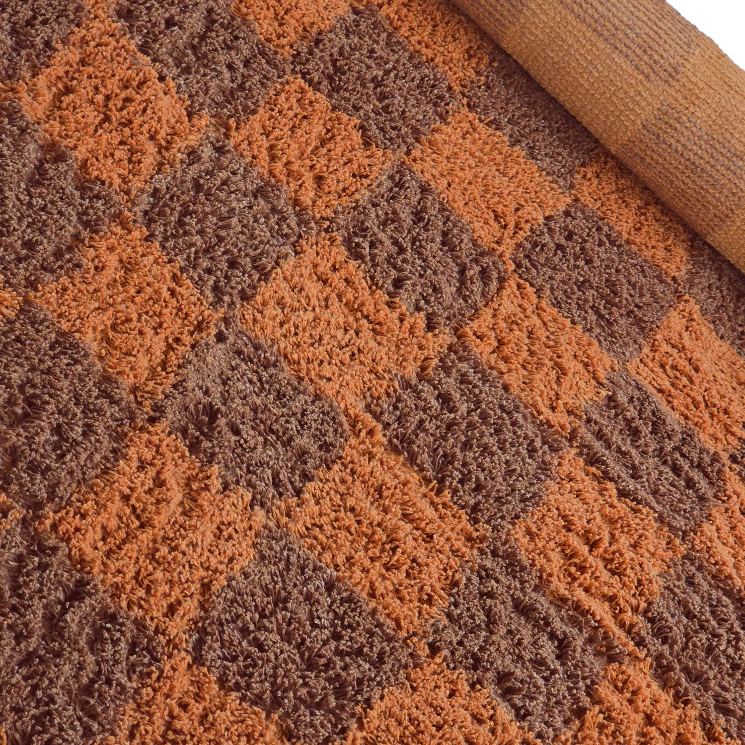 Rund matta - Elsey Natural Cotton Shaggy (orange/röd)