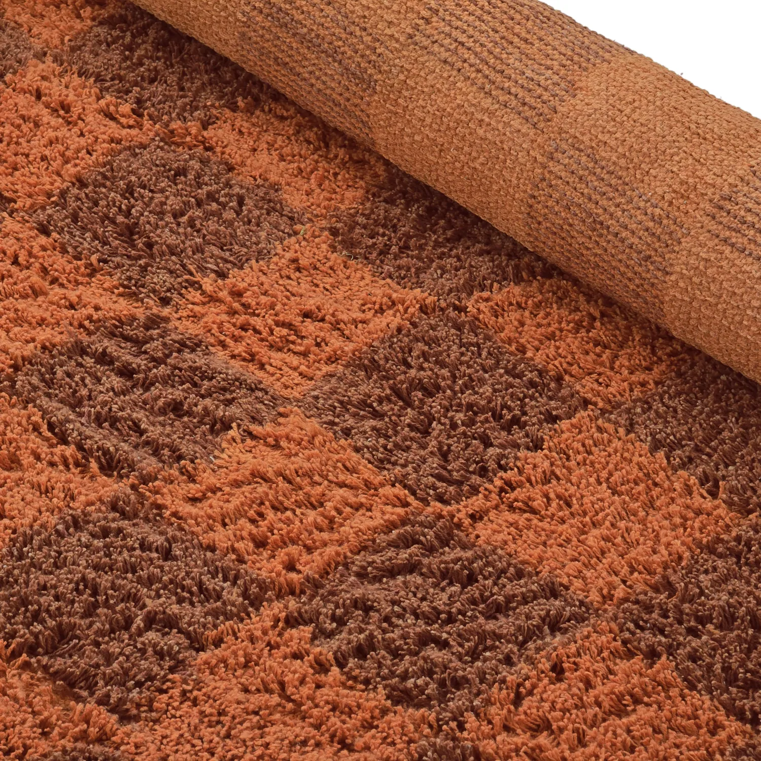 Rund matta - Elsey Natural Cotton Shaggy (orange/röd)