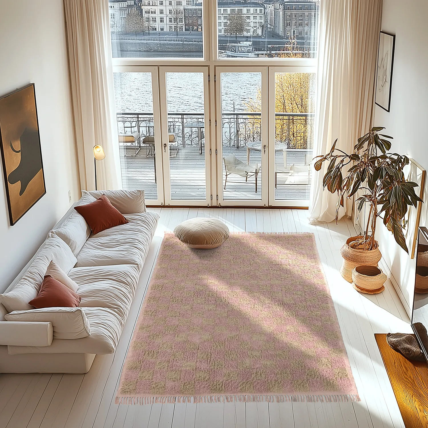 Ryamattor - Elsey Natural Cotton Shaggy (rosa/orange)
