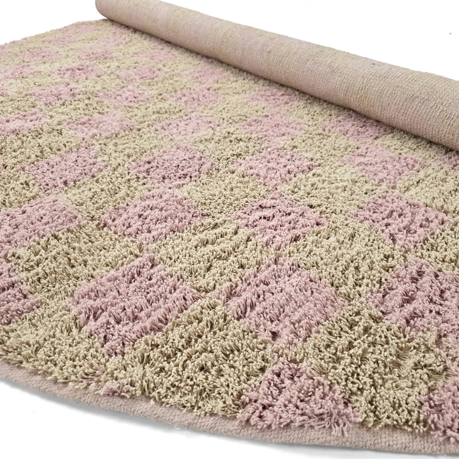 Rund matta - Elsey Natural Cotton Shaggy (rosa/orange)