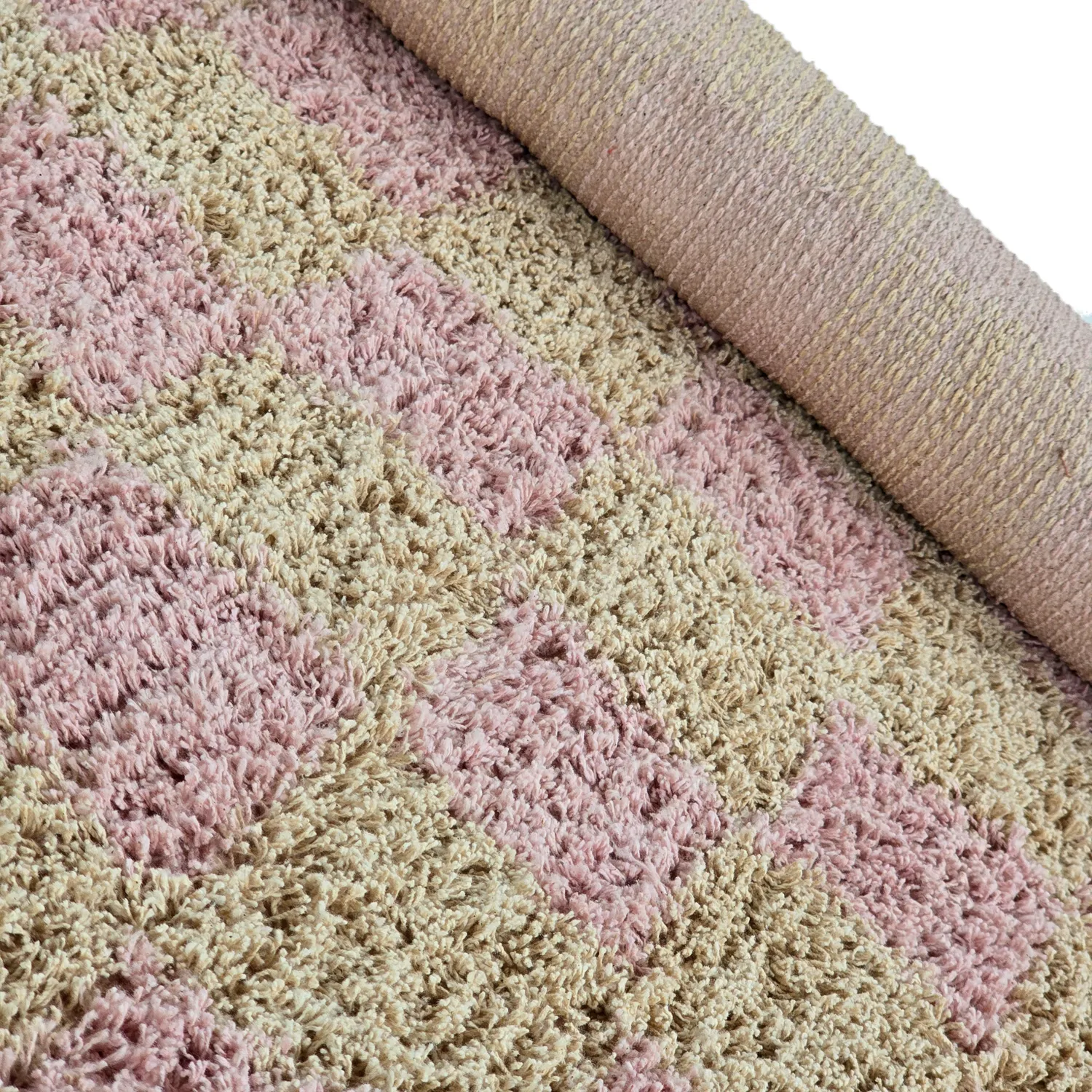 Rund matta - Elsey Natural Cotton Shaggy (rosa/orange)