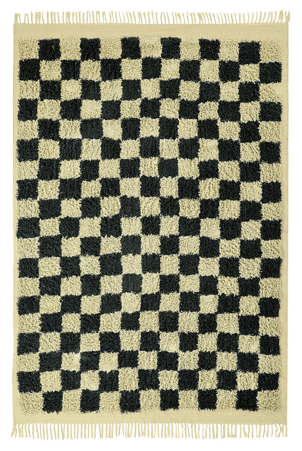 Ryamattor - Elsey Natural Cotton Shaggy (svart/beige)