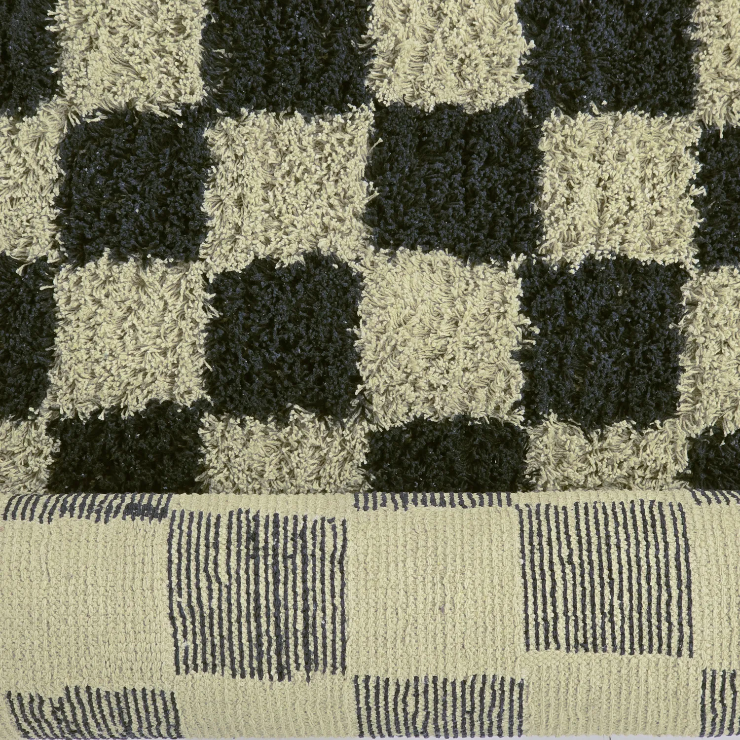 Ryamattor - Elsey Natural Cotton Shaggy (svart/beige)