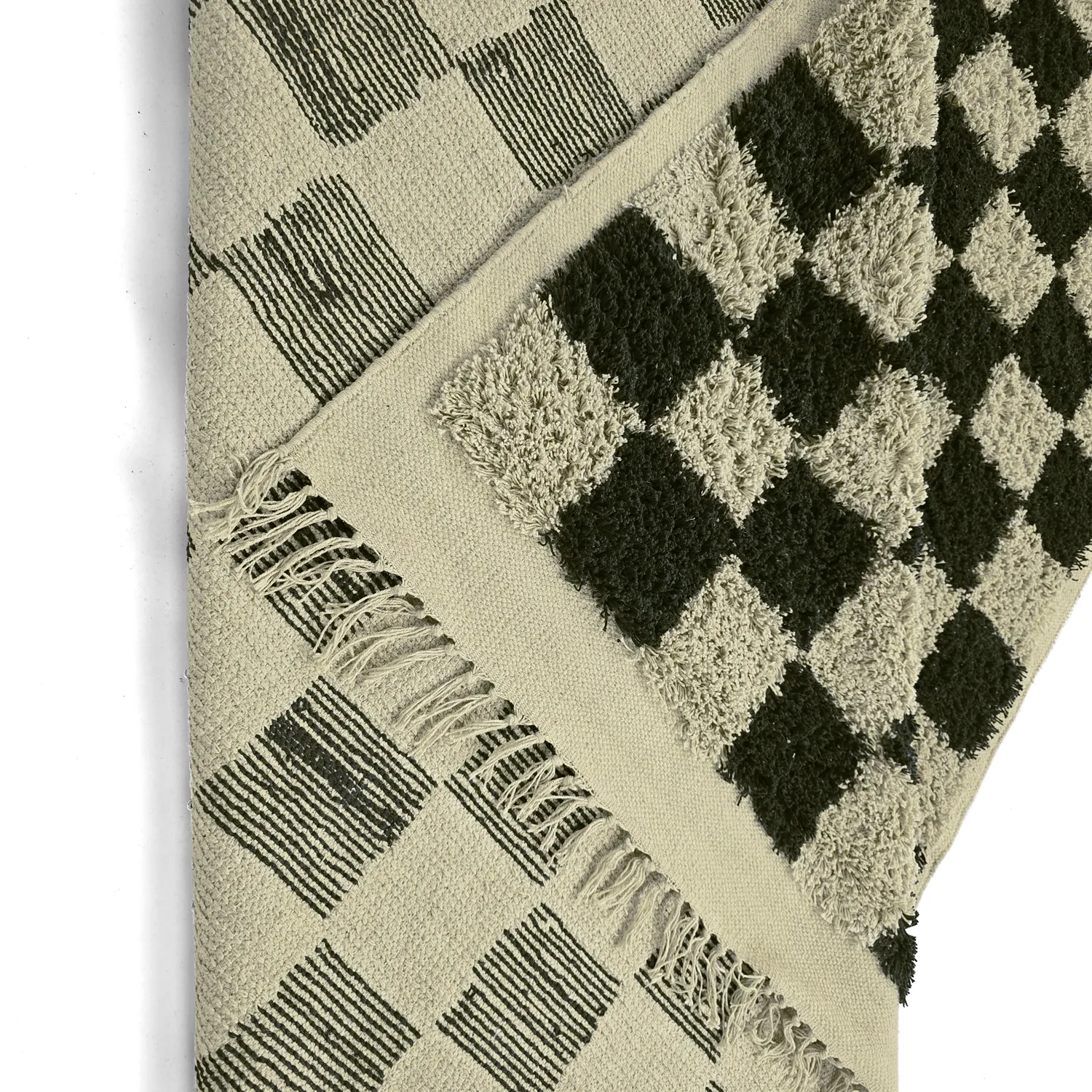 Ryamattor - Elsey Natural Cotton Shaggy (svart/beige)