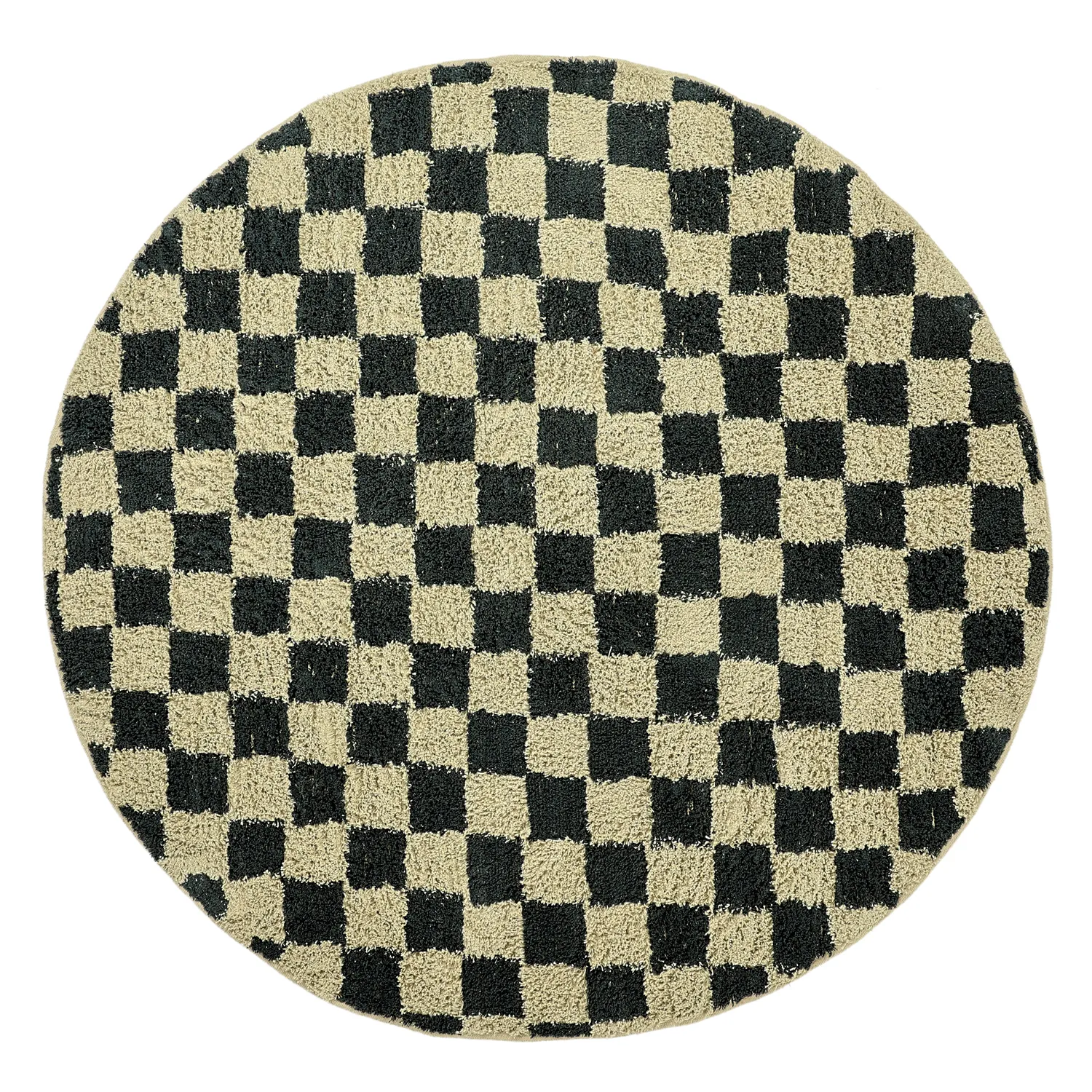 Rund matta - Elsey Natural Cotton Shaggy (svart/beige)