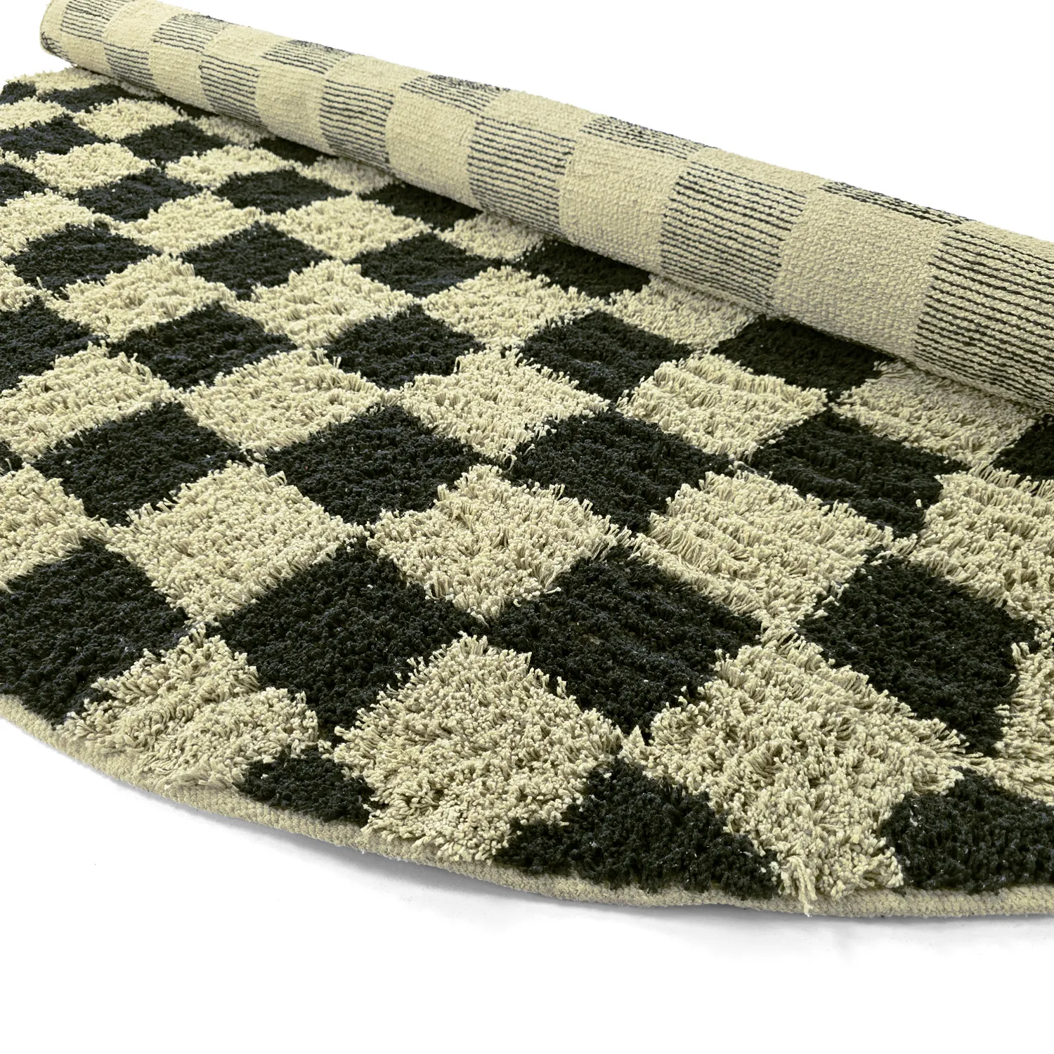 Rund matta - Elsey Natural Cotton Shaggy (svart/beige)