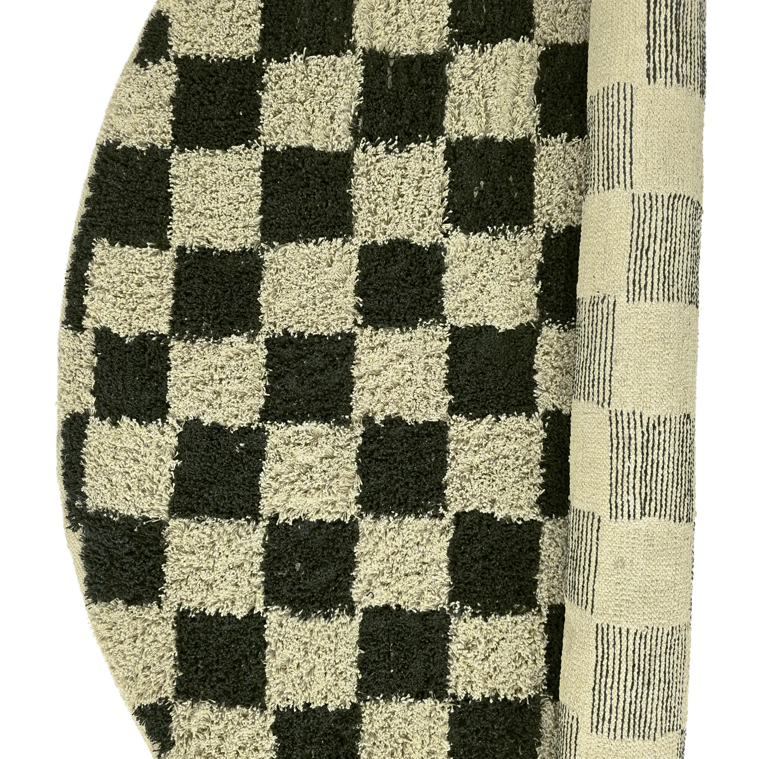 Rund matta - Elsey Natural Cotton Shaggy (svart/beige)