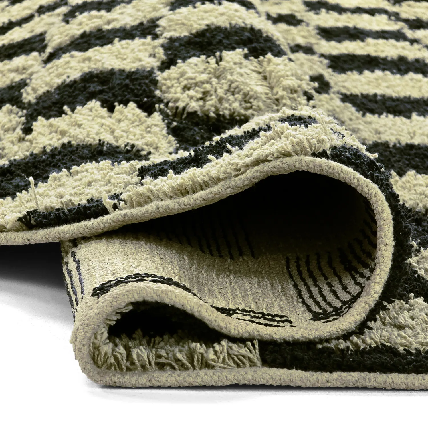 Rund matta - Elsey Natural Cotton Shaggy (svart/beige)